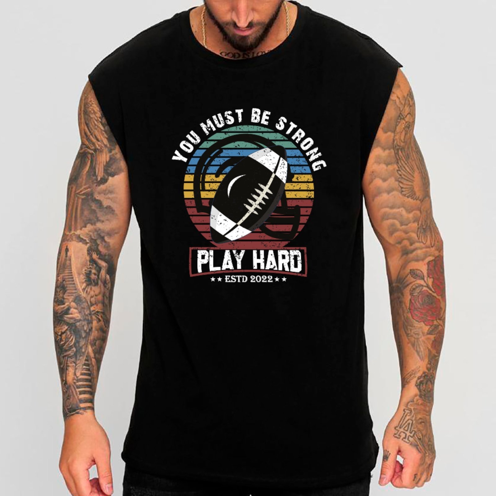 Camiseta Regata Machão Ousy Play Hard – Estilo Esportivo Retrô Oversized Masculina Preto