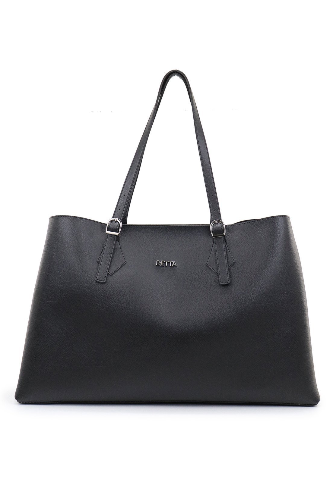 Vista 3 Bolsa Feminina Grande Alça Regulavel de Ombro Espaçosa Retta Oficial Preta preto Retta Oficial preto