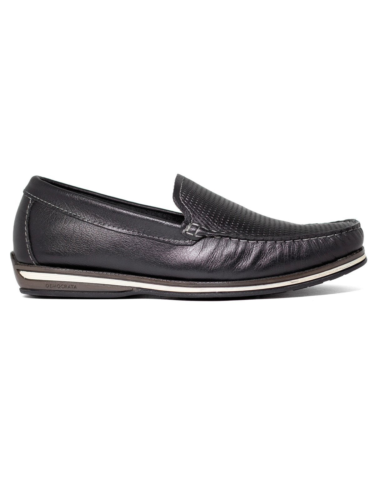 Sapato Masculino Democrata Ted Casual Couro Conforto Pressão Preto