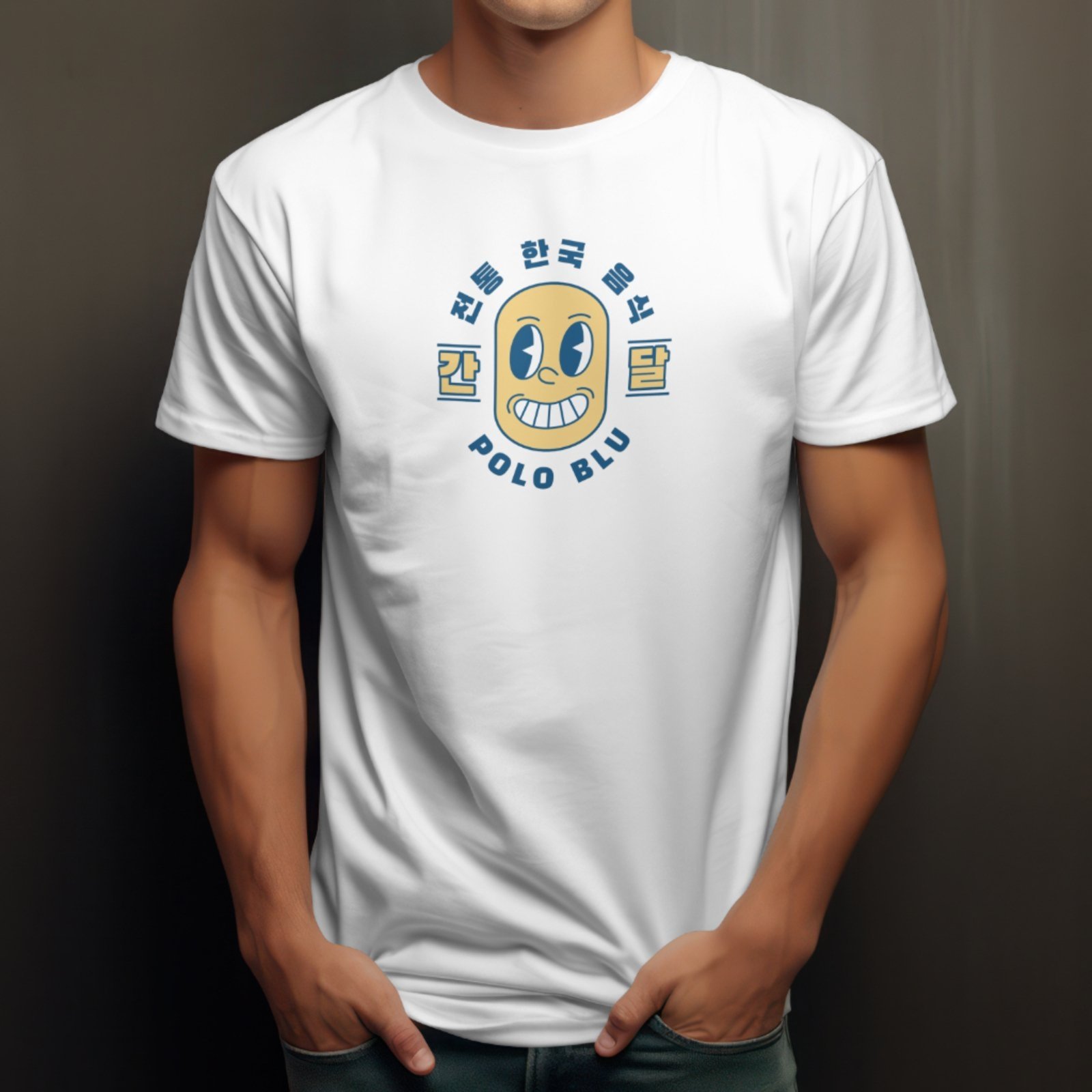 Camiseta Masculina Polo Blu Estampada Moderna Branca em Algodão do P ao G1