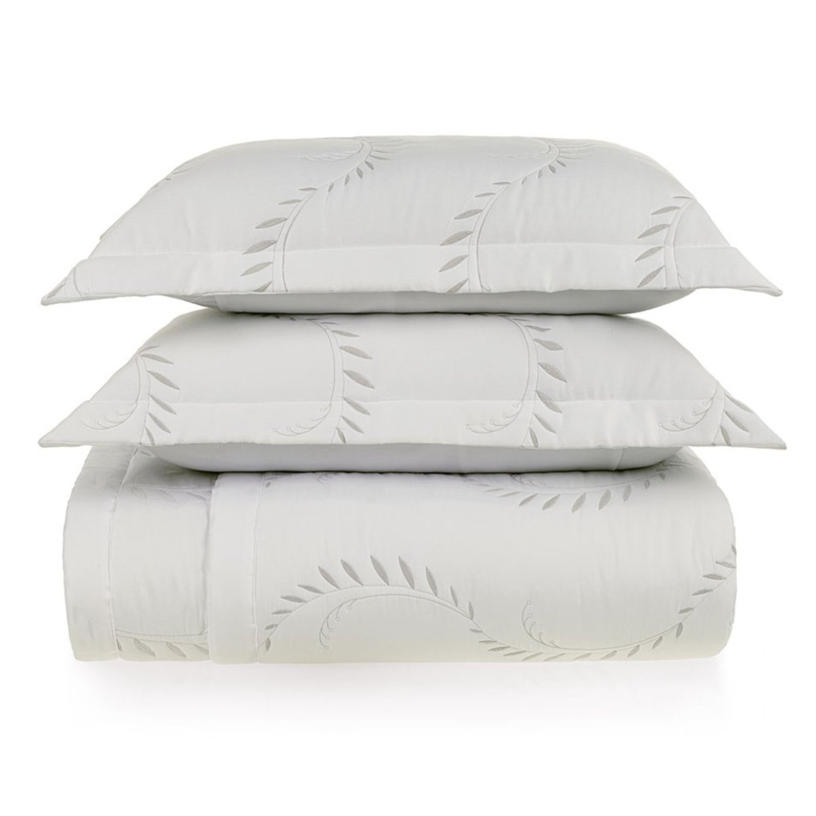 Kit Colcha Queen 300 Fios Karsten Bordada Lara Branco Prata