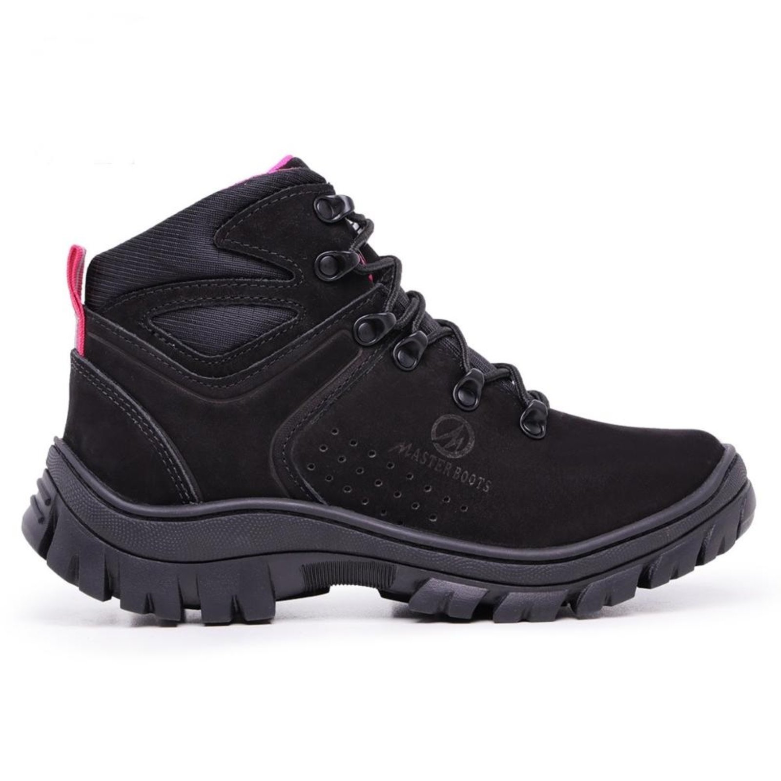 Bota Coturno Feminina Adventure Confortável Resistente Bege/Rosa 33 Preto
