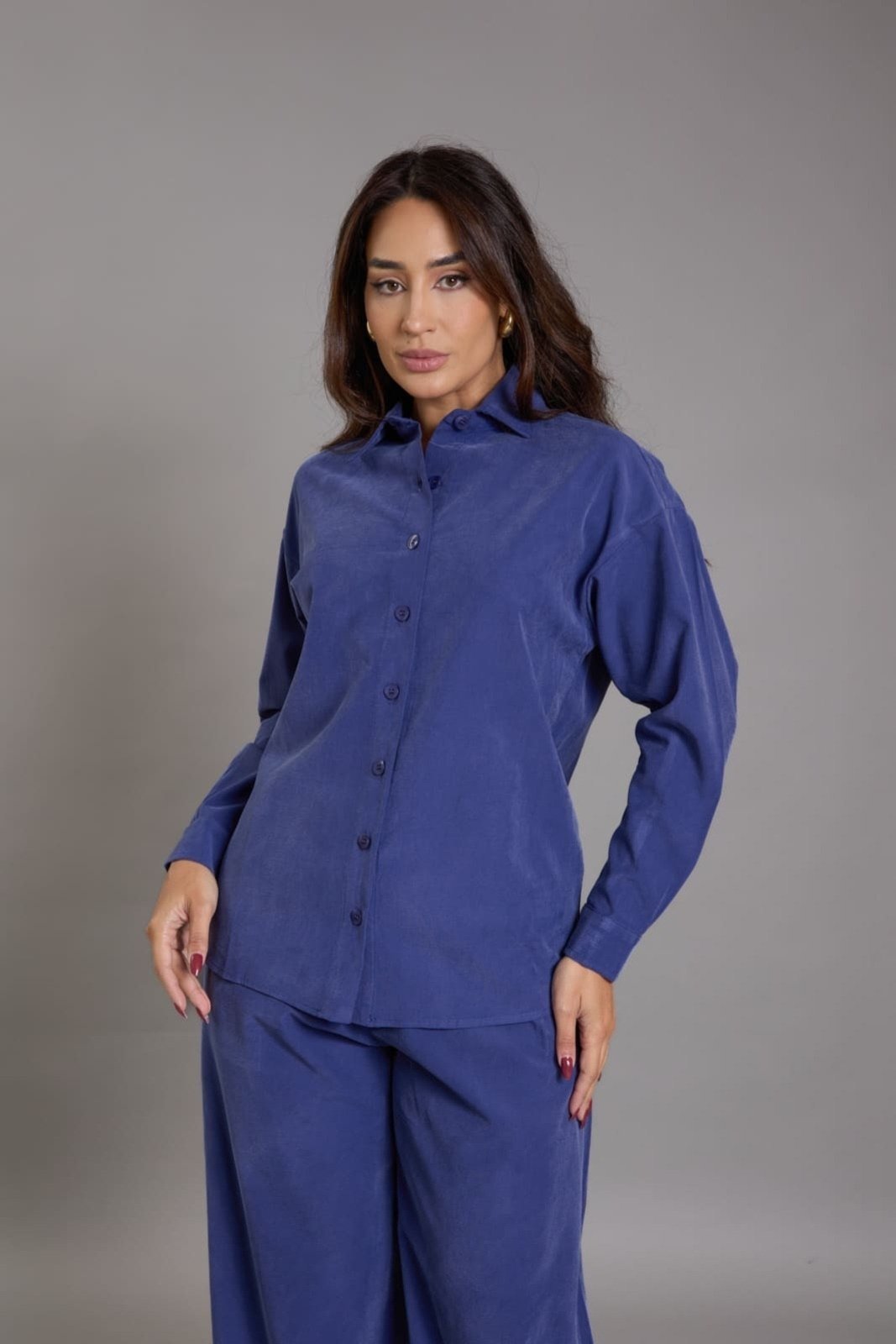 Camisa Manga Longa Feminina Em Viscose Lemier Collection Azul