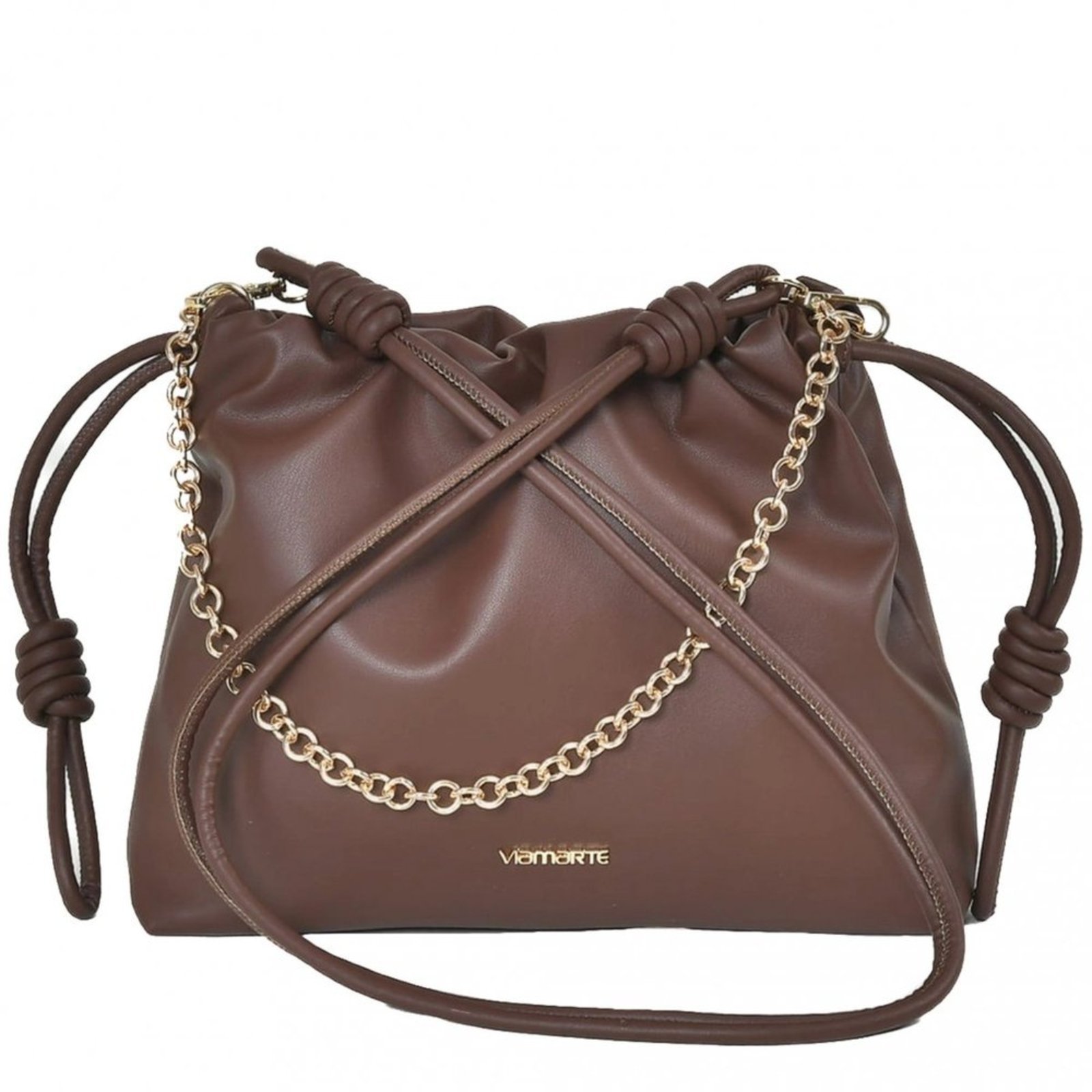 Bolsa Feminina Via Marte com Corrente B2-617 Via Marte Marrom