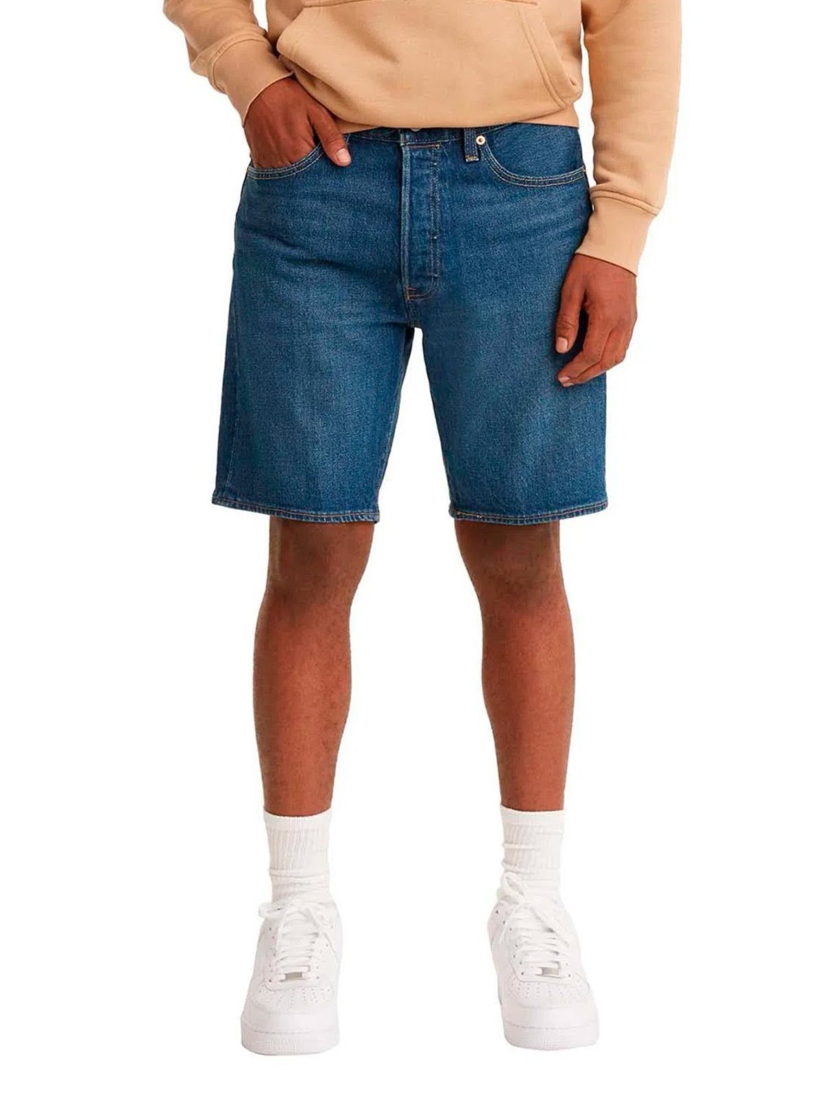 Bermuda Levis Jeans Masculina 501 Hemmed Shorts Azul Médio