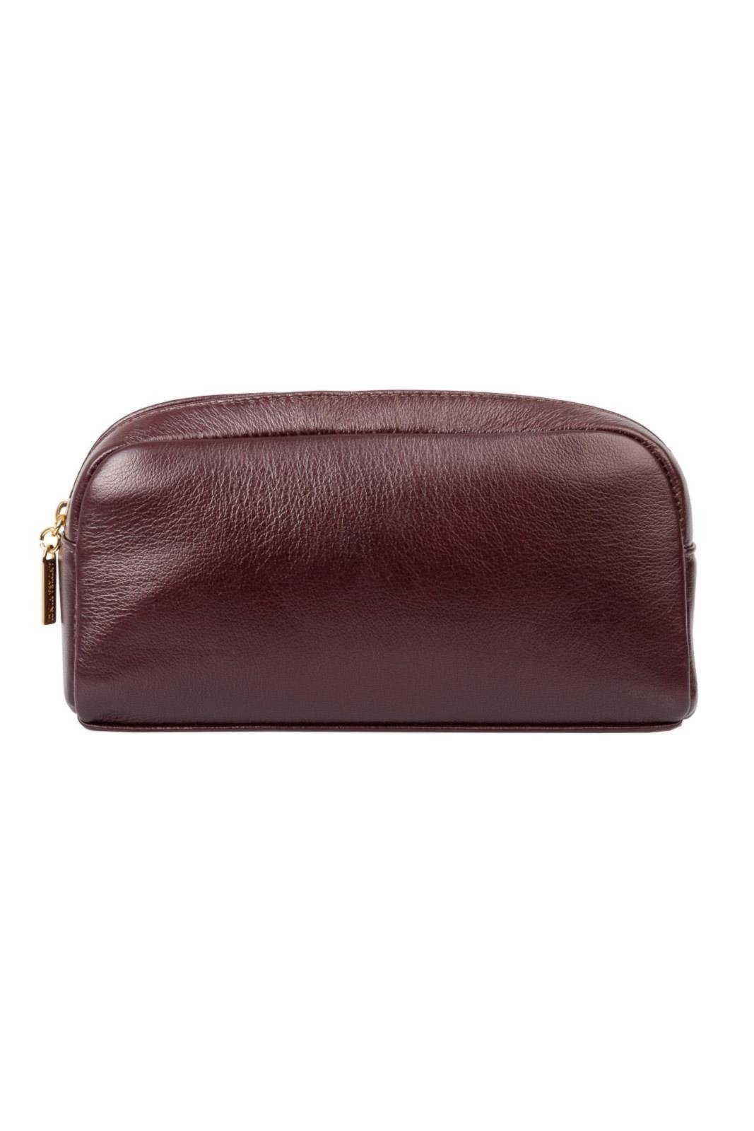 Vista 2 Necessaire de couro liso Adriana 12x23x6cm - Marsala Andrea Vinci bordô Andrea Vinci bordô