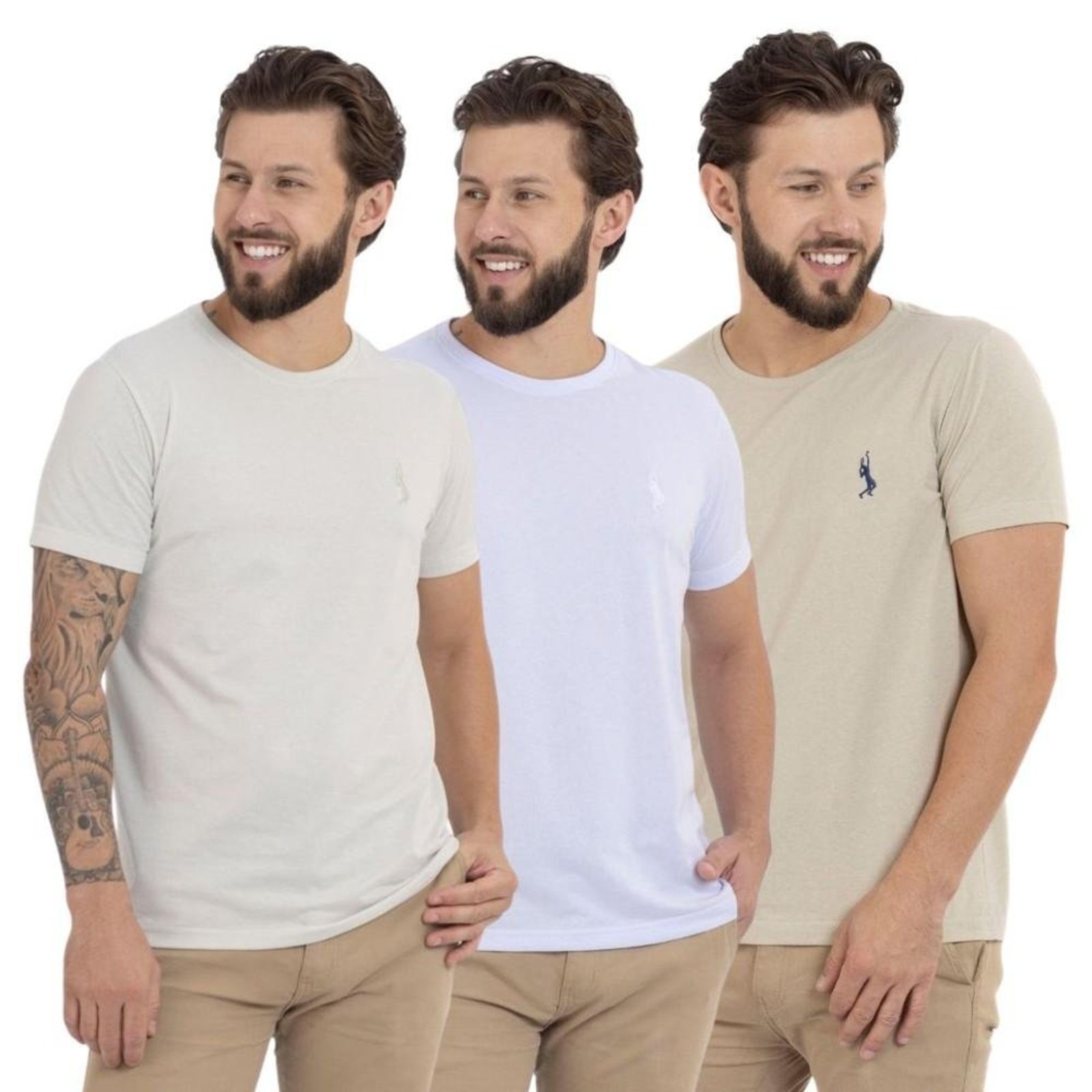 Kit 3 Camiseta Básica Casual Masculina Confortável em Malha Leve