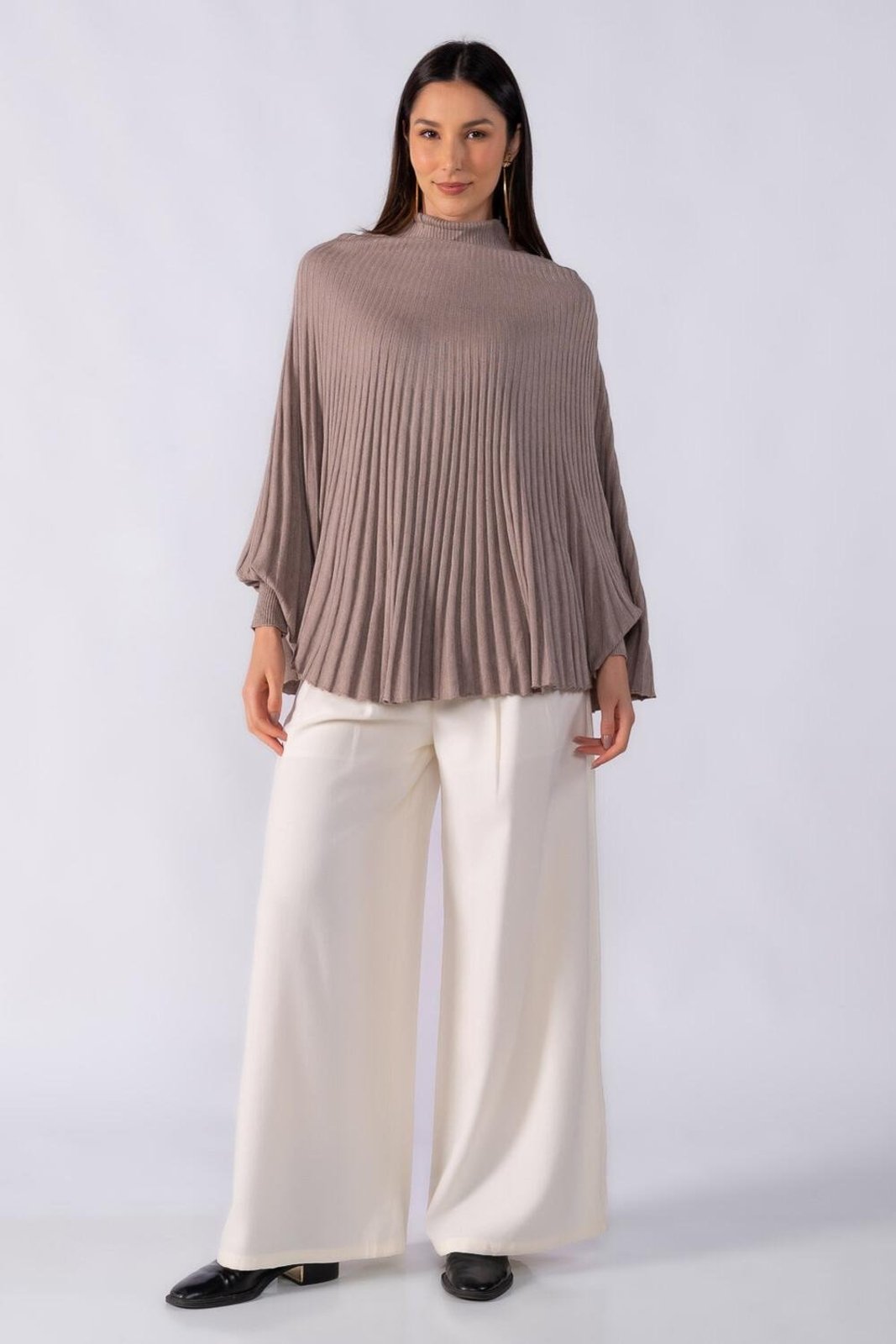 Poncho canelado com punho Verde