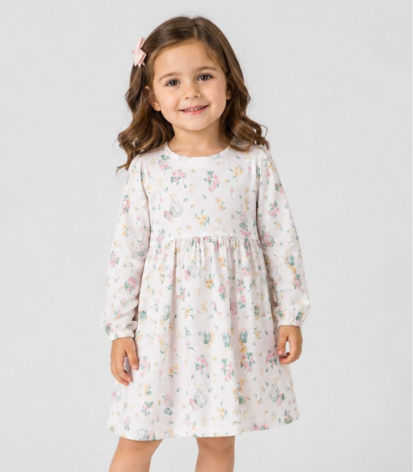 Infantil - Vestido Moletinho Flufy Estampado Select Bege