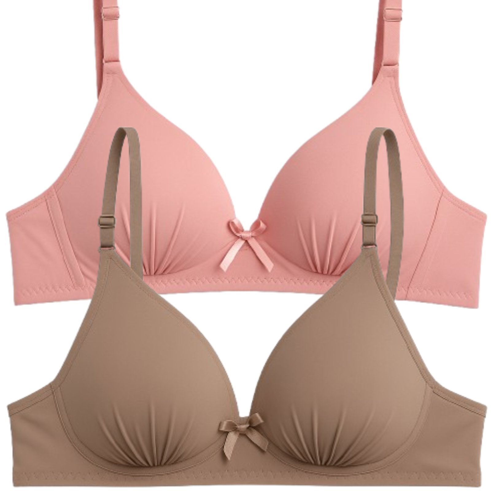 Kit 2 Sutiã Com Soft Bojo Reflexo Íntimo Básico Alça Ajustável Uso Dia a Dia Bege e Rosa