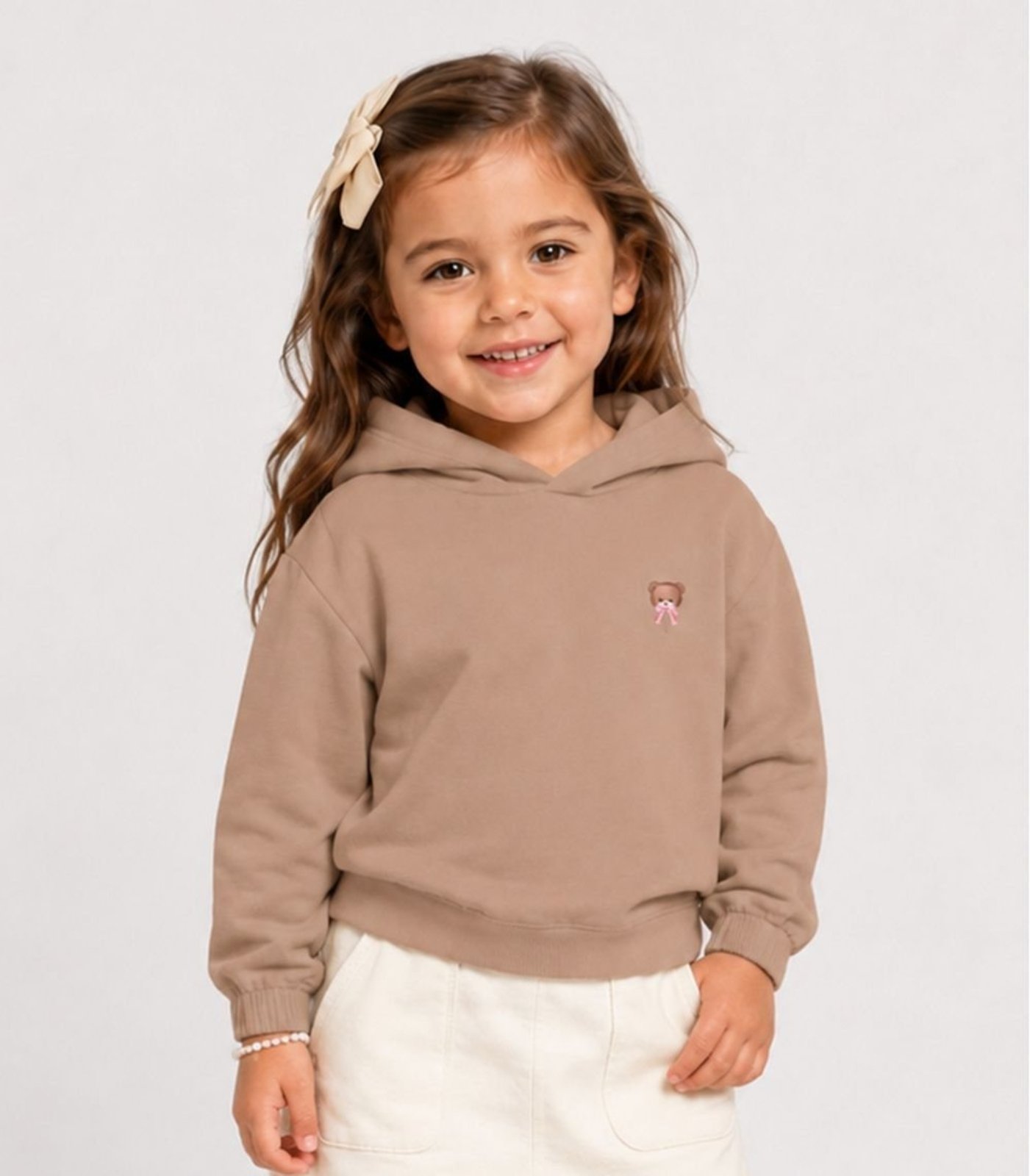 Infantil - Blusão Com Capuz Feminino Moletom Select Marrom