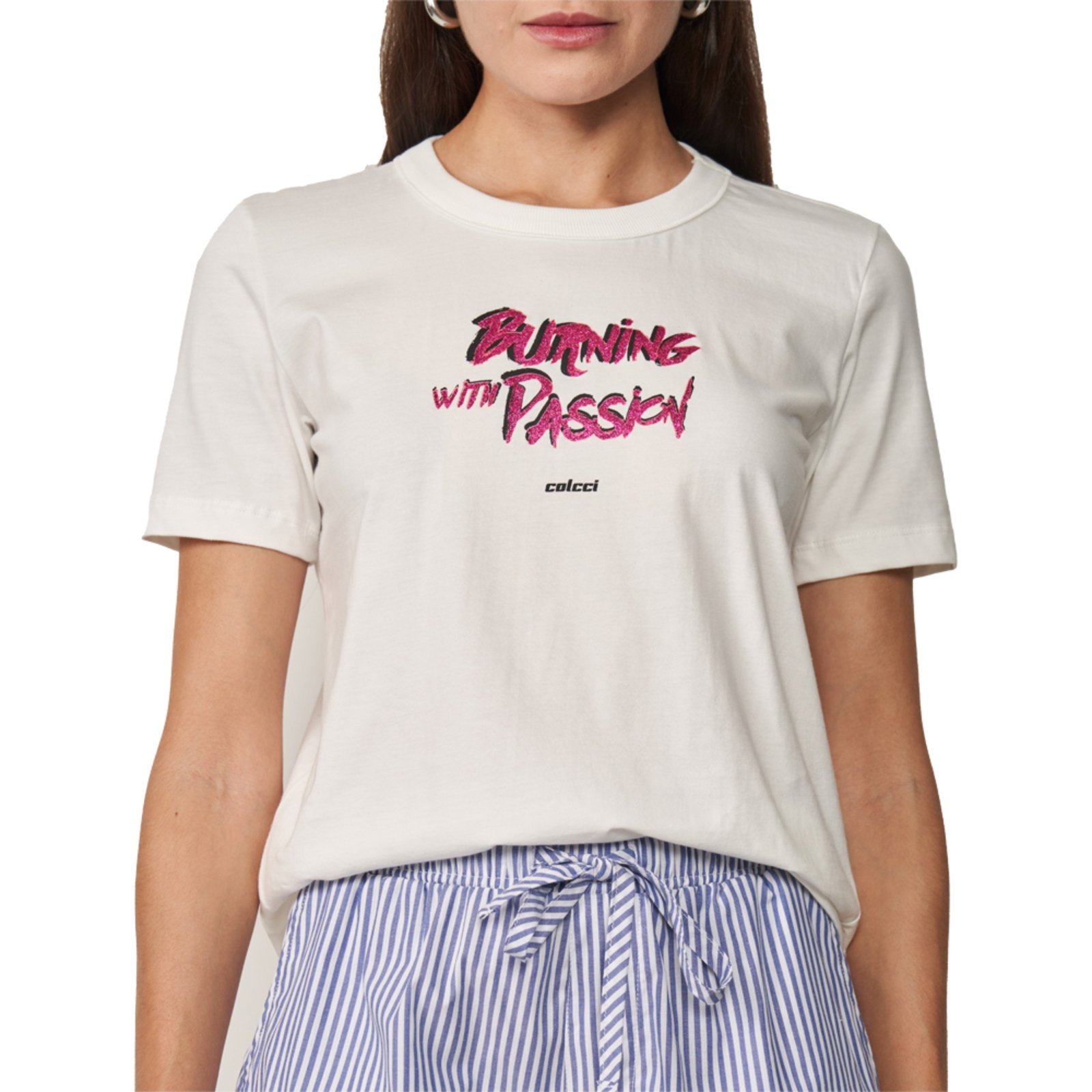 Camiseta Colcci Burning Ve25 Off White Feminino