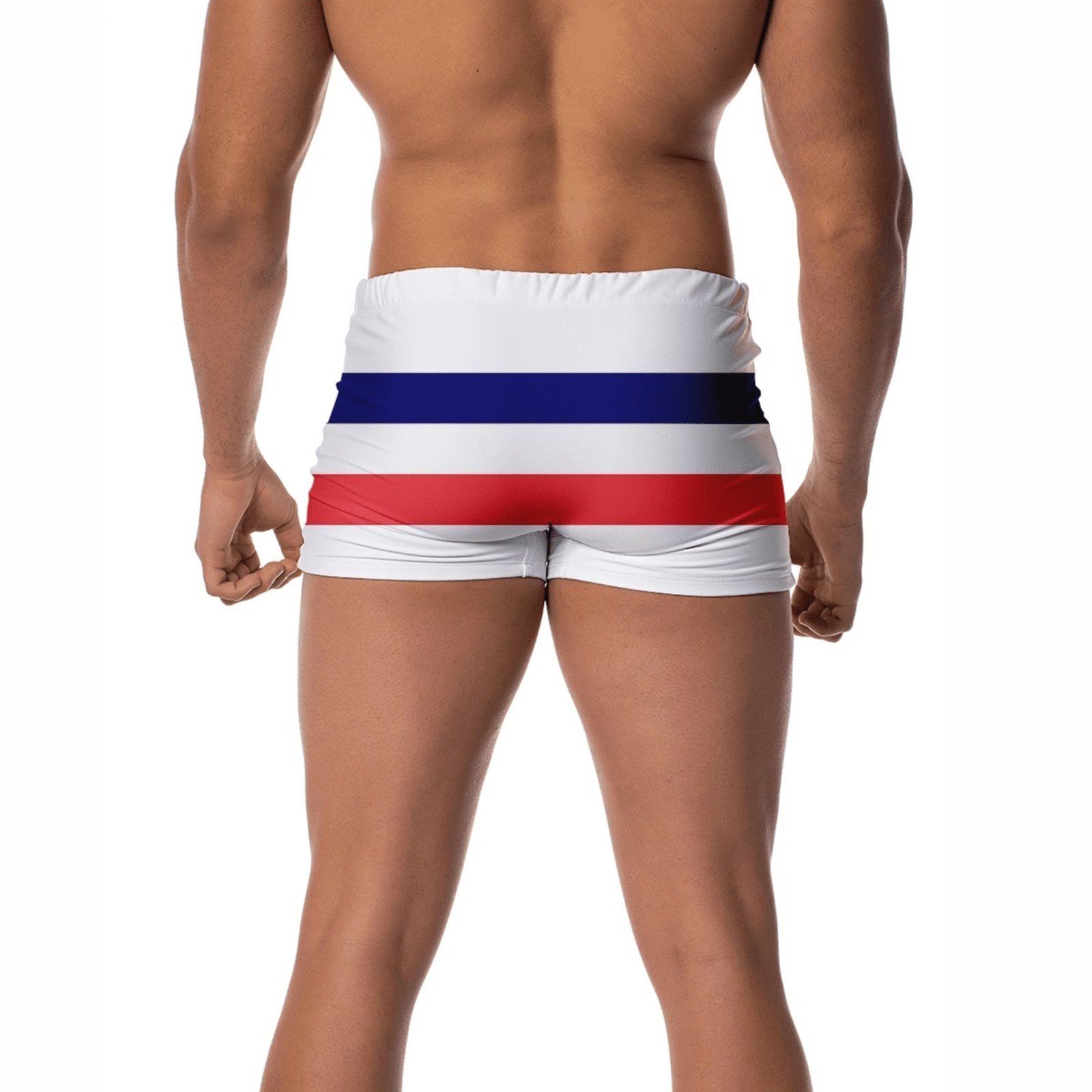 Vista 3 Sunga Masculina Boxer Uv50+ Forrada Com Cordão Ajustável Estampada Moda Praia Piscina Natação Faixas Vermelho e W2 STORE azul/azul marinho/branco/estampado/listra/listrado/multicolorido/vermelho azul W2 STORE azul/azul marinho/branco/estampado/listra/listrado/multicolorido/vermelho azul