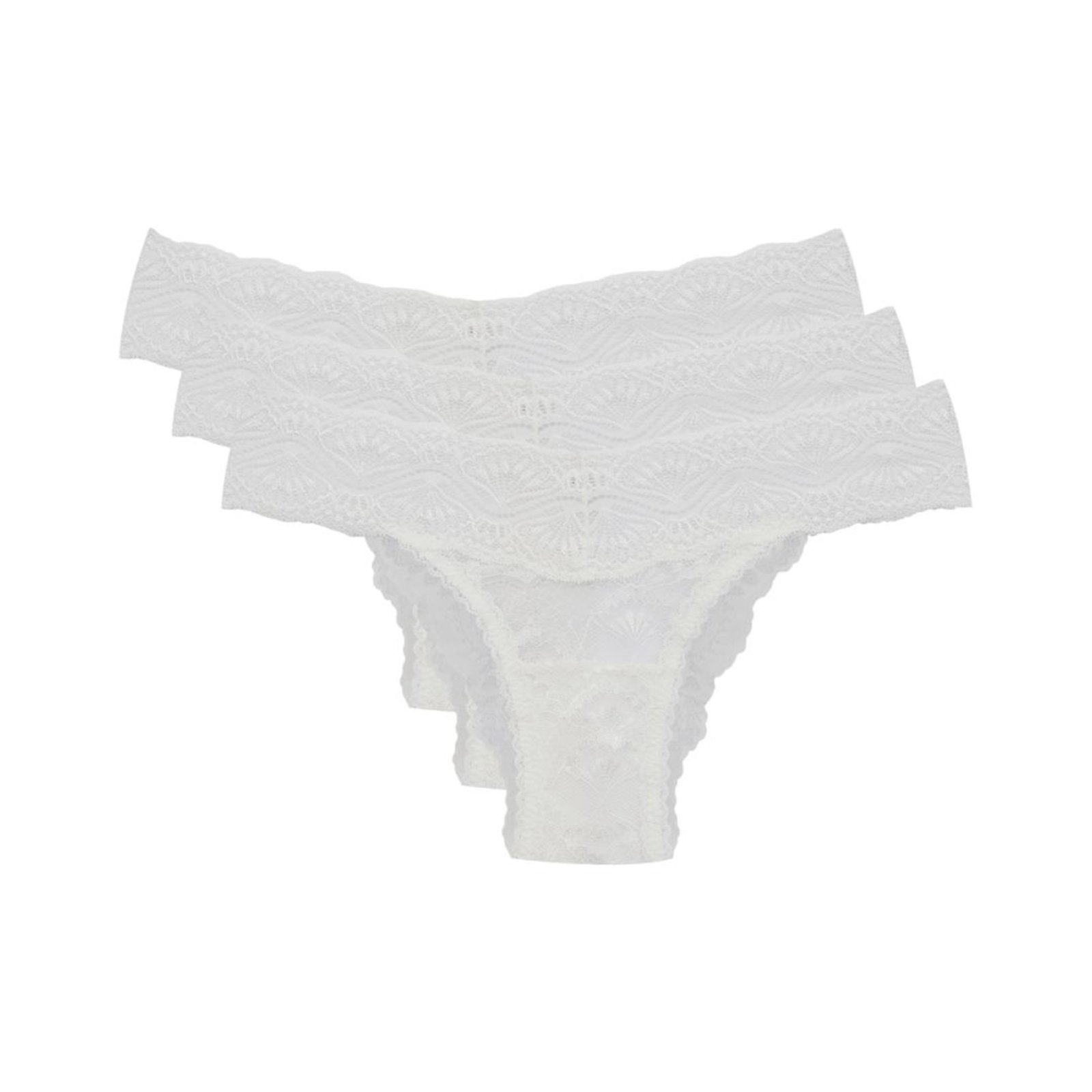 Kit 3 Calcinhas Biquíni Renda Shiny Love Branco