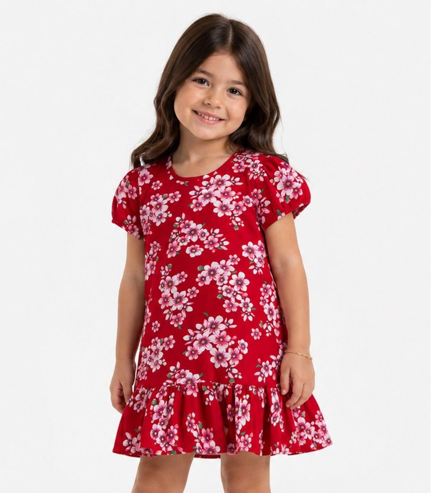 Infantil - Vestido Menina Em Cotton Leve Select Vermelho