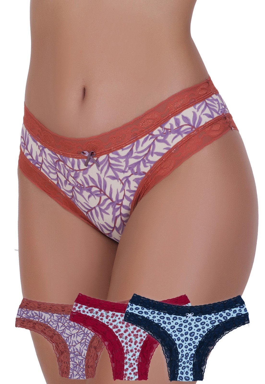 Vista 2 Kit 3 Calcinhas Déborah Microfibra Concept Lingerie multicolorido Concept Lingerie multicolorido