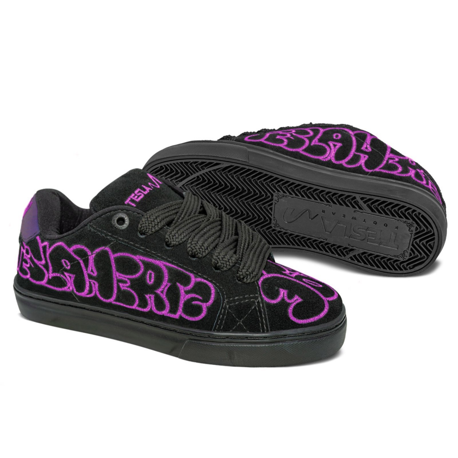 Vista 3 Tênis Tesla Unissex Camurça Hertz Black Art Purple Preto preto black TESLA preto black