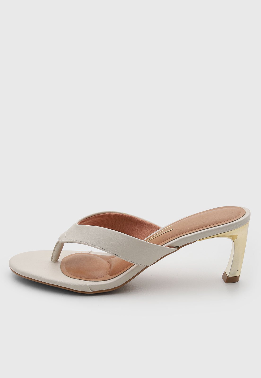 Sandália Feminina Vizzano Salto Médio Tiras Off-White