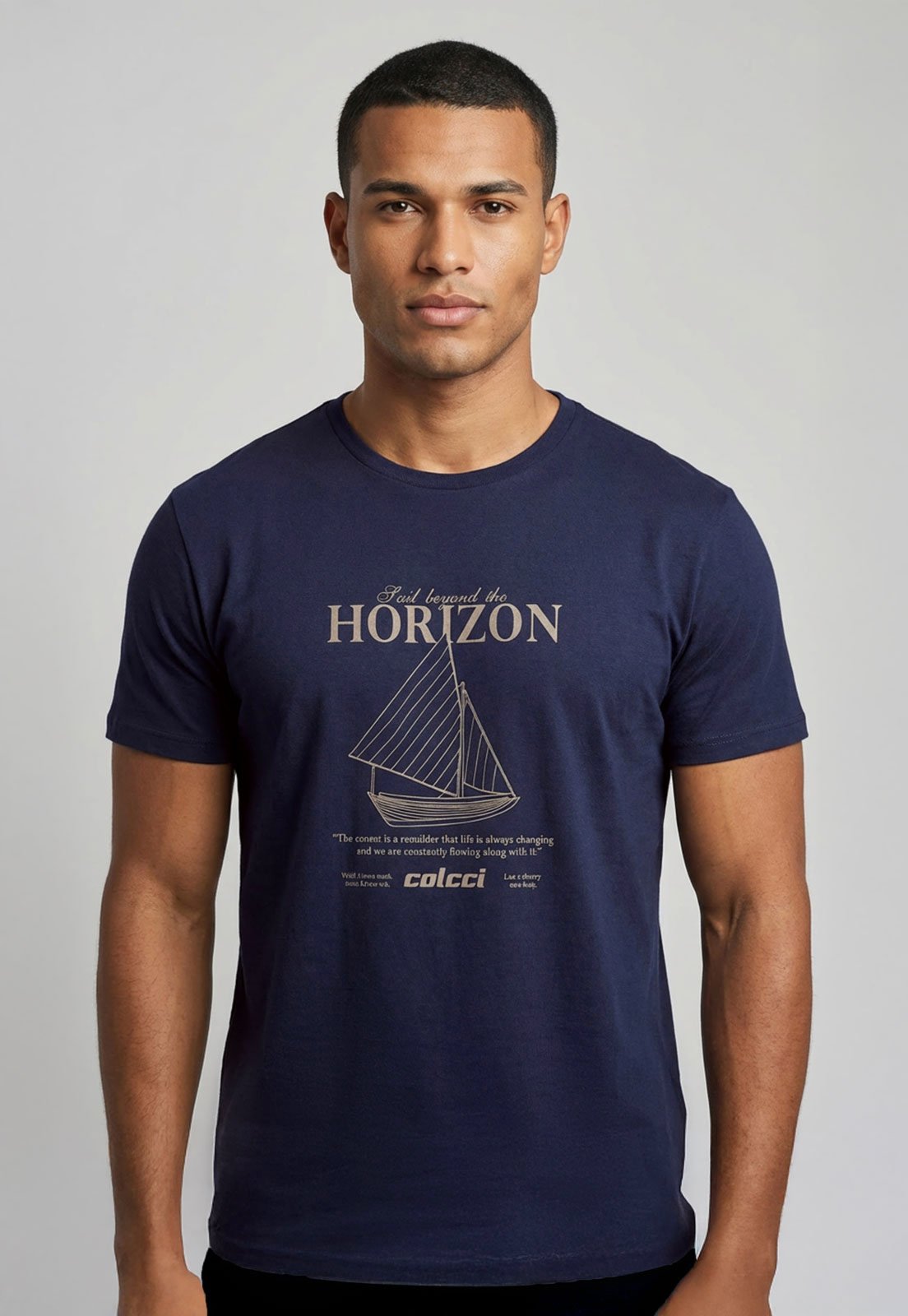 Vista 2 Camiseta Masculina Colcci Estampada azul marinho Colcci azul marinho