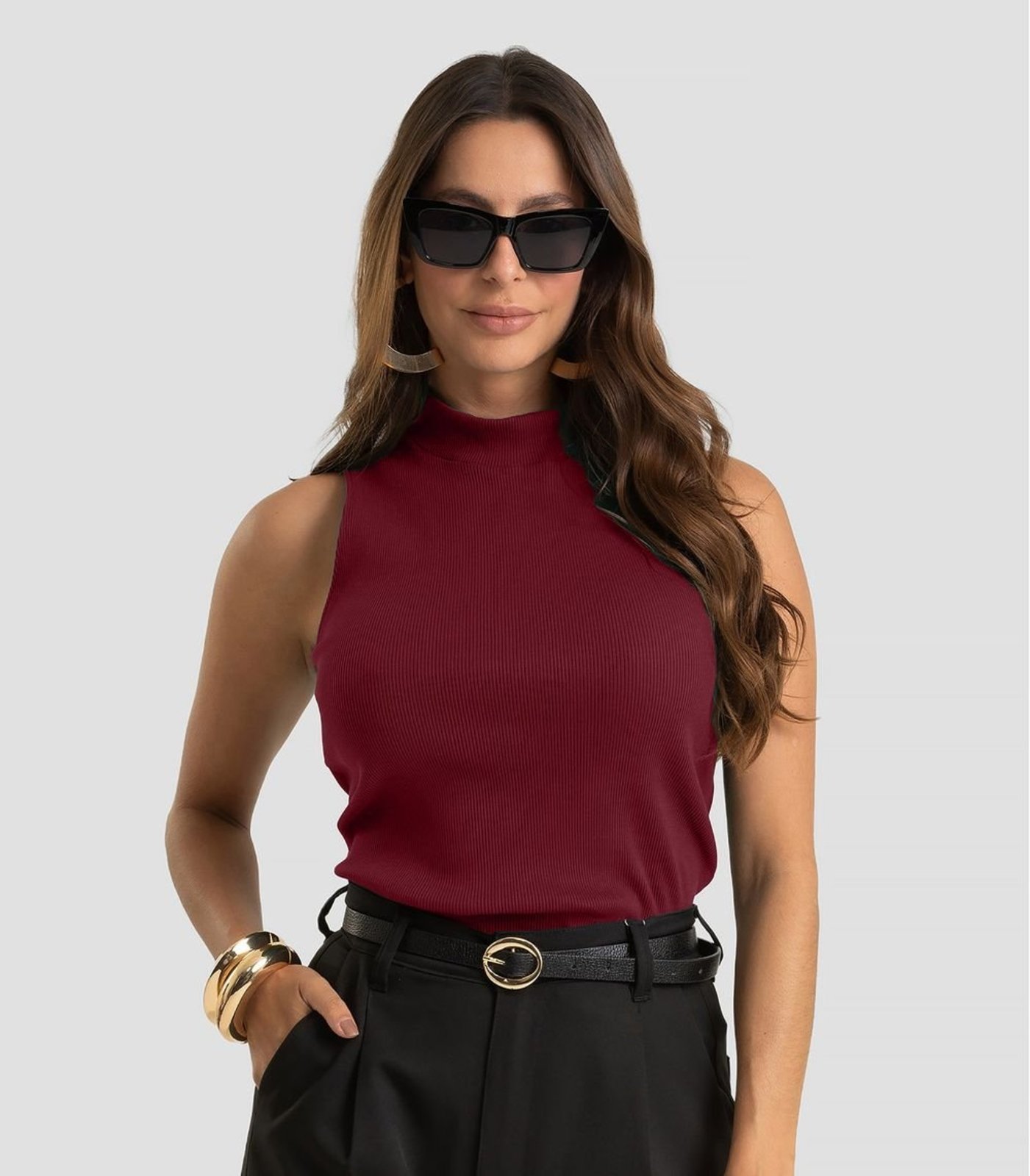 Blusa Sem Manga Feminina Em Ribana Dianna Vermelho