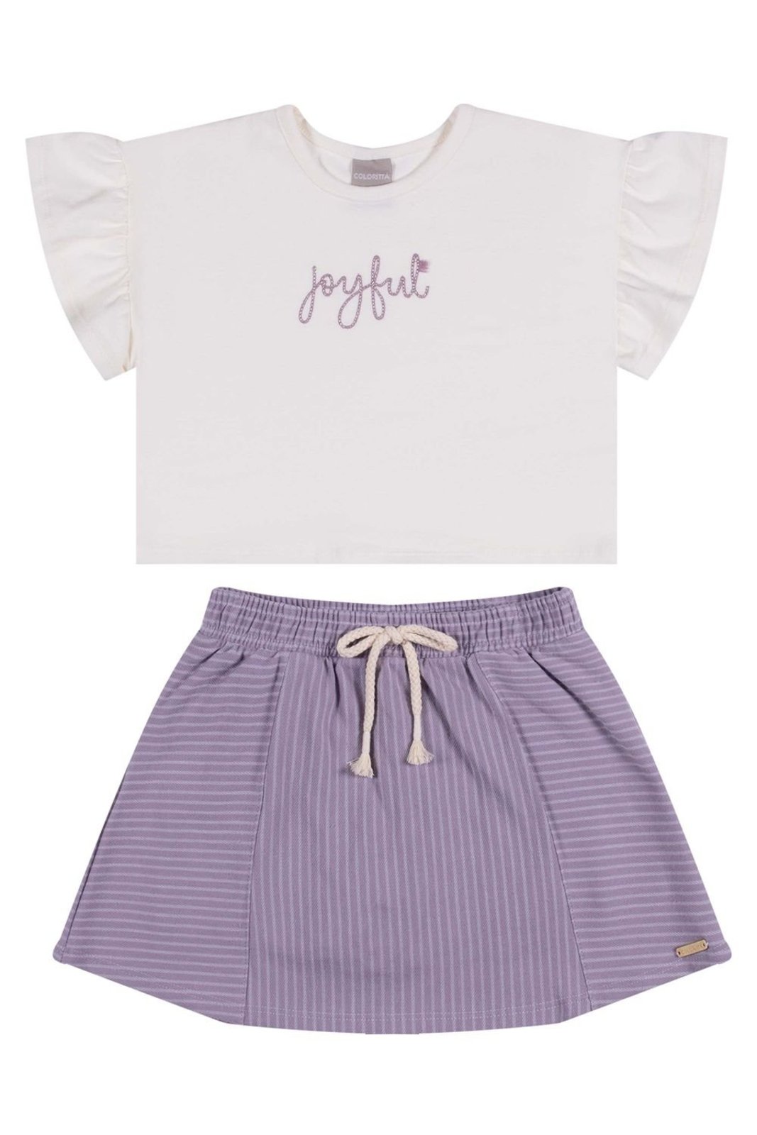 Infantil - Conjunto Menina Bordado Joyful Colorittá Bege