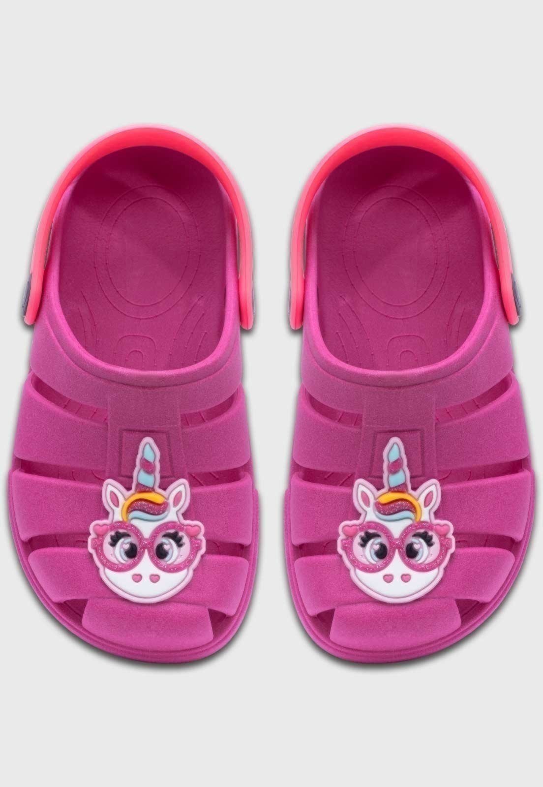 Vista 2 Infantil - Sandalia Babuche Popidi Menina Unicornio pink Pópidí pink