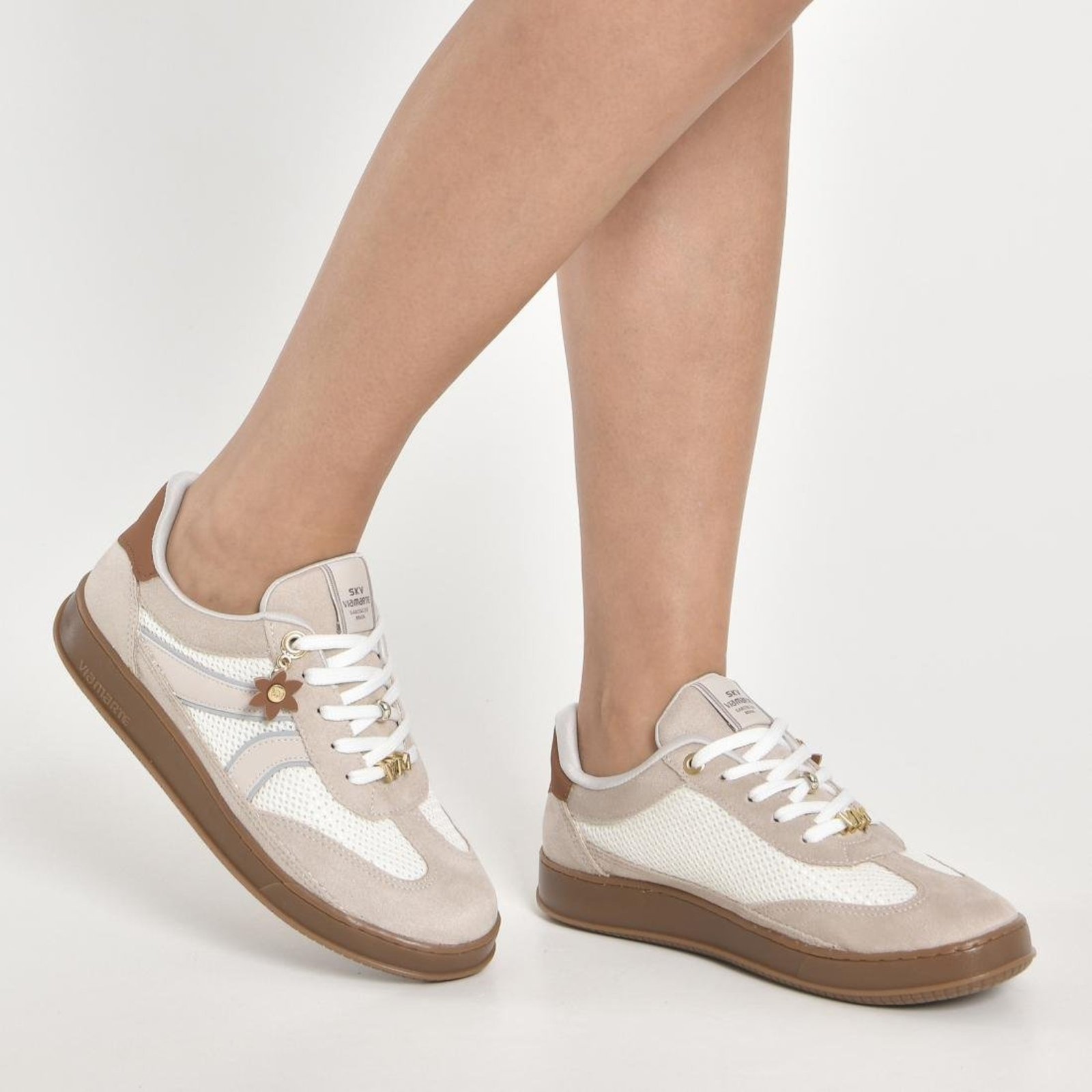 Tênis Via Marte Feminino Casual Urbano Conforto Bege