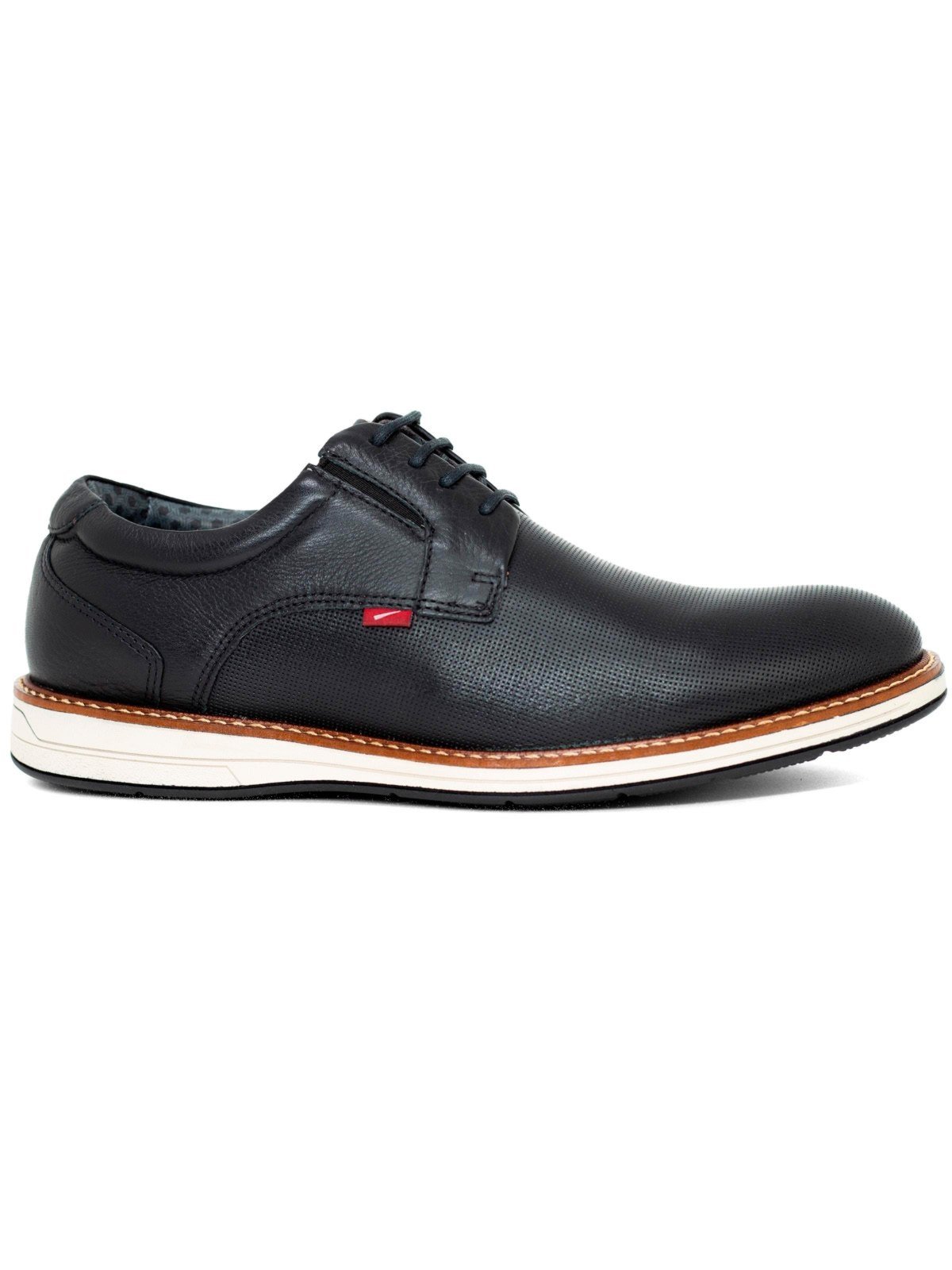 Sapato Masculino Ferracini Casual Kingston 24h Couro Cadarço Conforto Preto