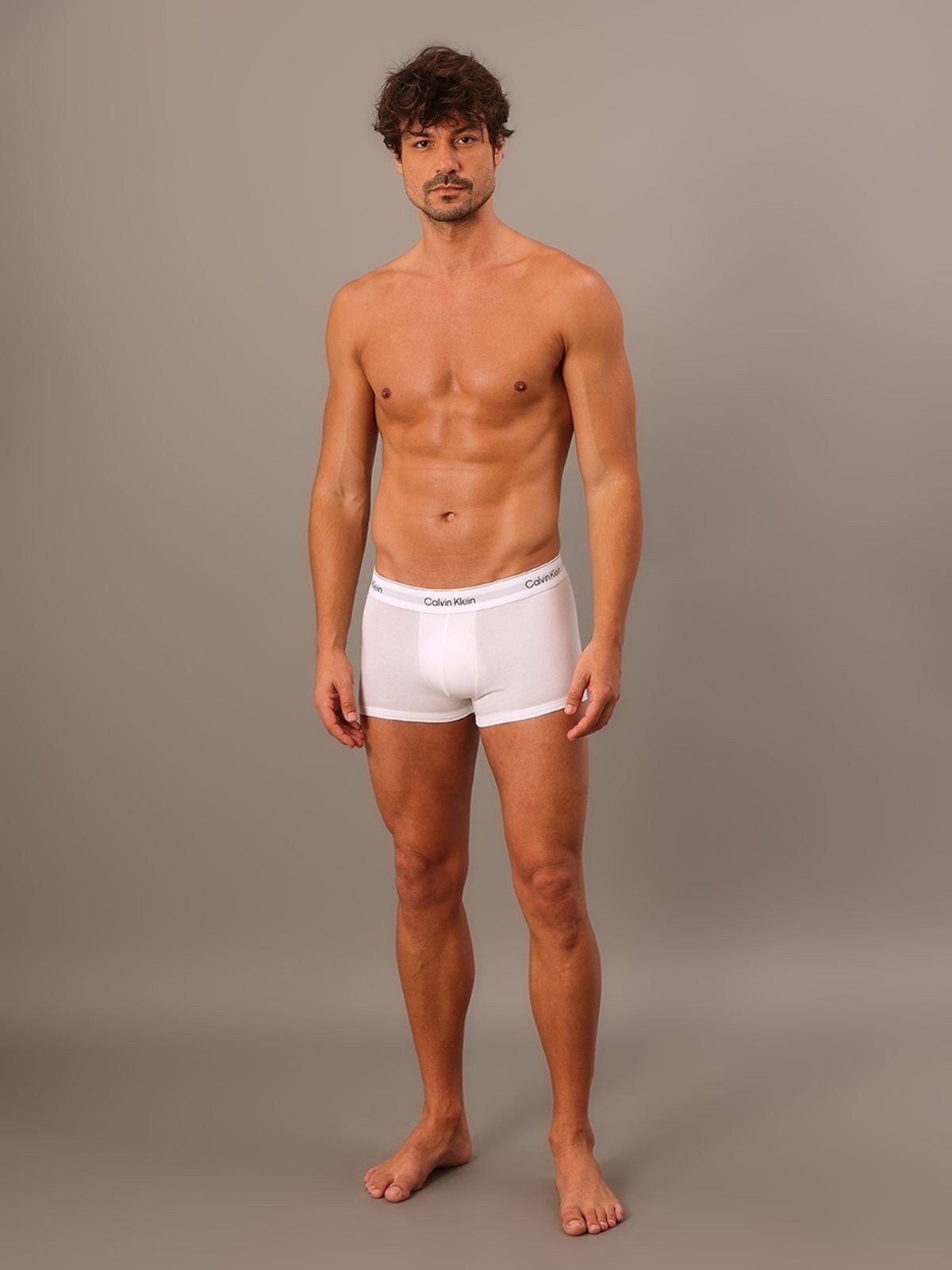 Kit 3 Low Rise Trunk Icon Cotton Stretch - Branco Calvin Klein Jeans