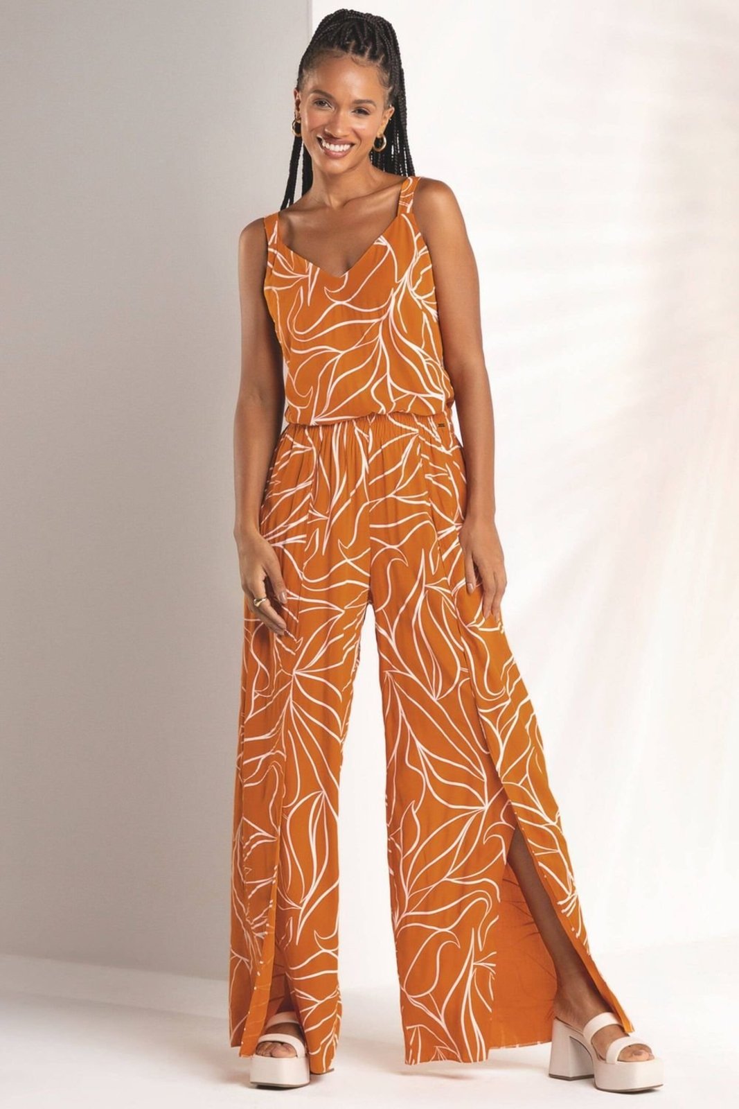 Calça Feminina Pantalona Marialícia Laranja