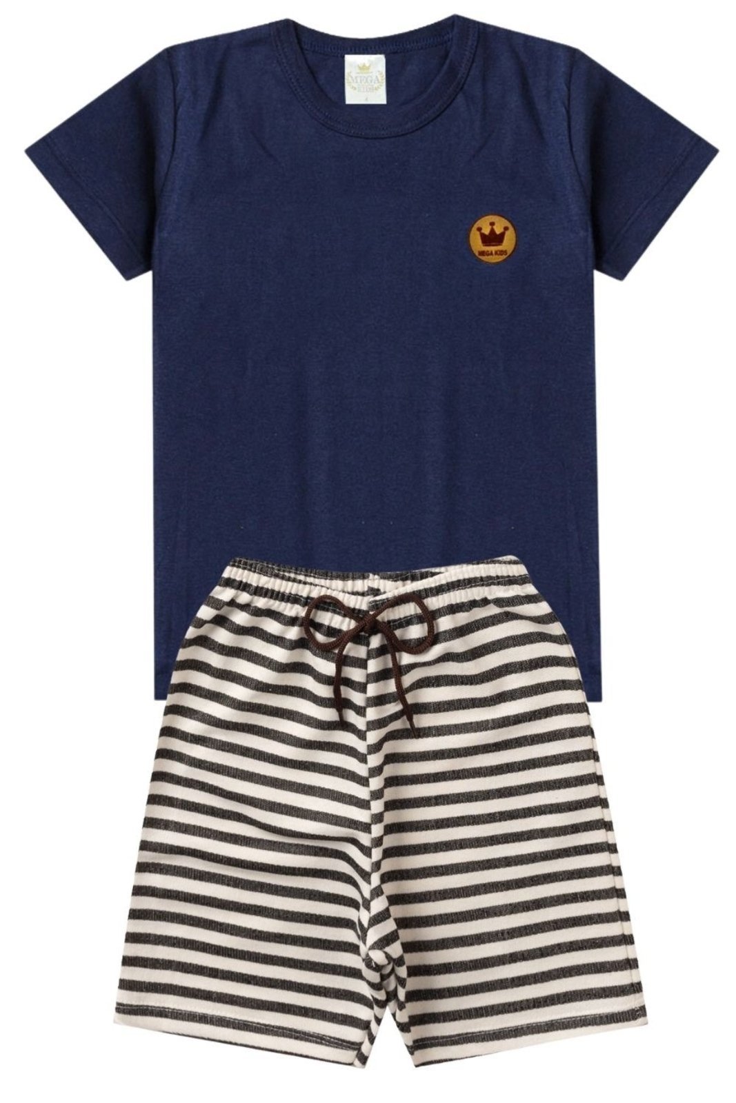 Infantil - Conjunto Verão Masculino Plaquinha Coroa Mega - Marinho