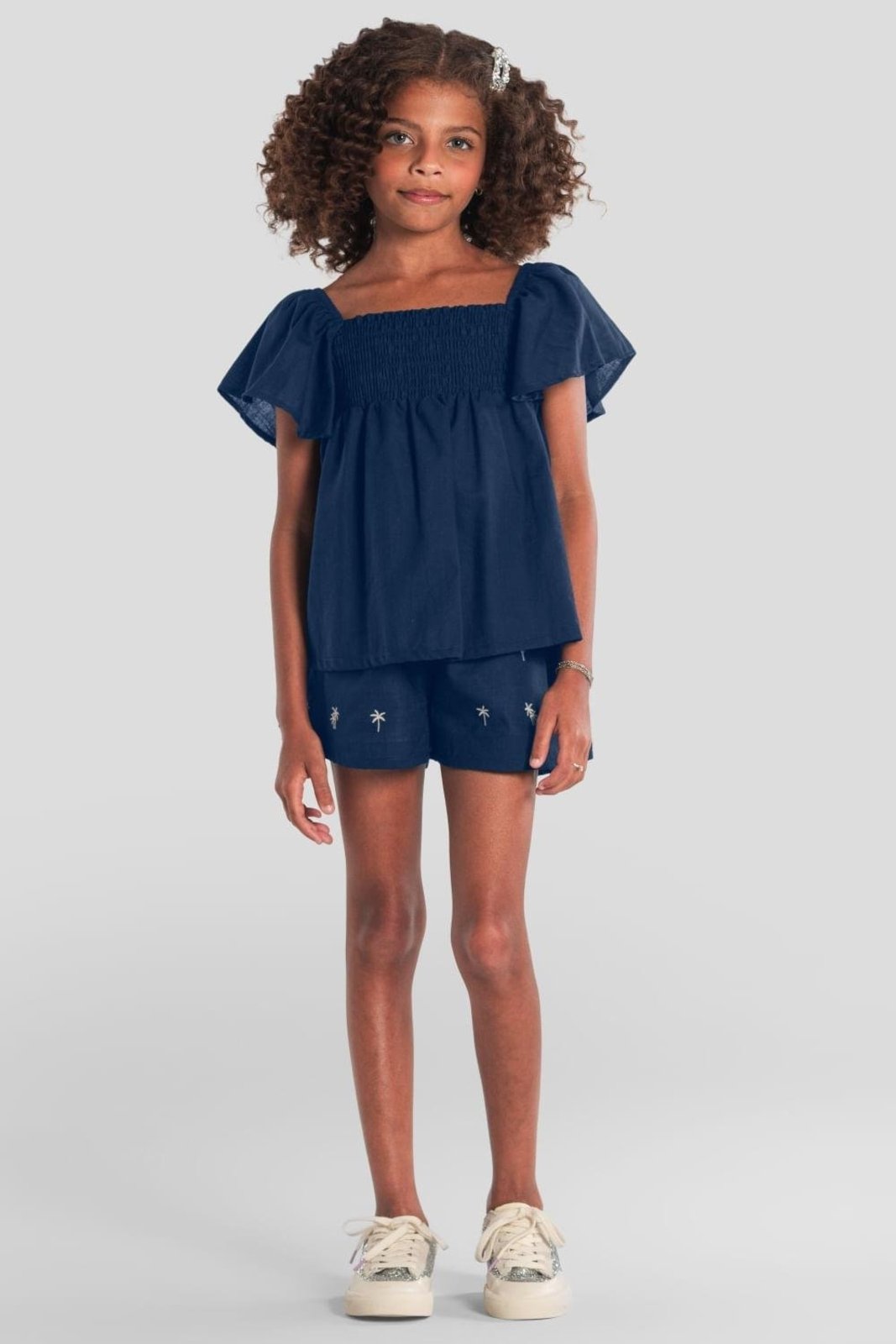 Infantil - Conjunto menina bordado floral Mundi