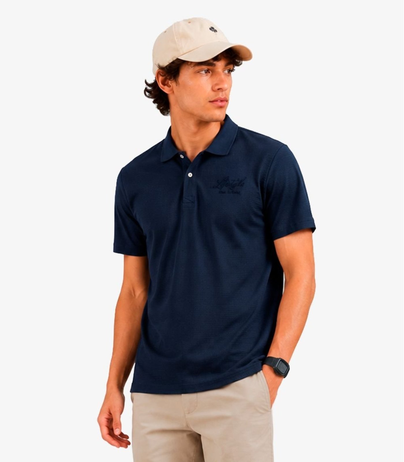 Infantil - Polo Masculina Com Peitilho e Bordado Minty Azul
