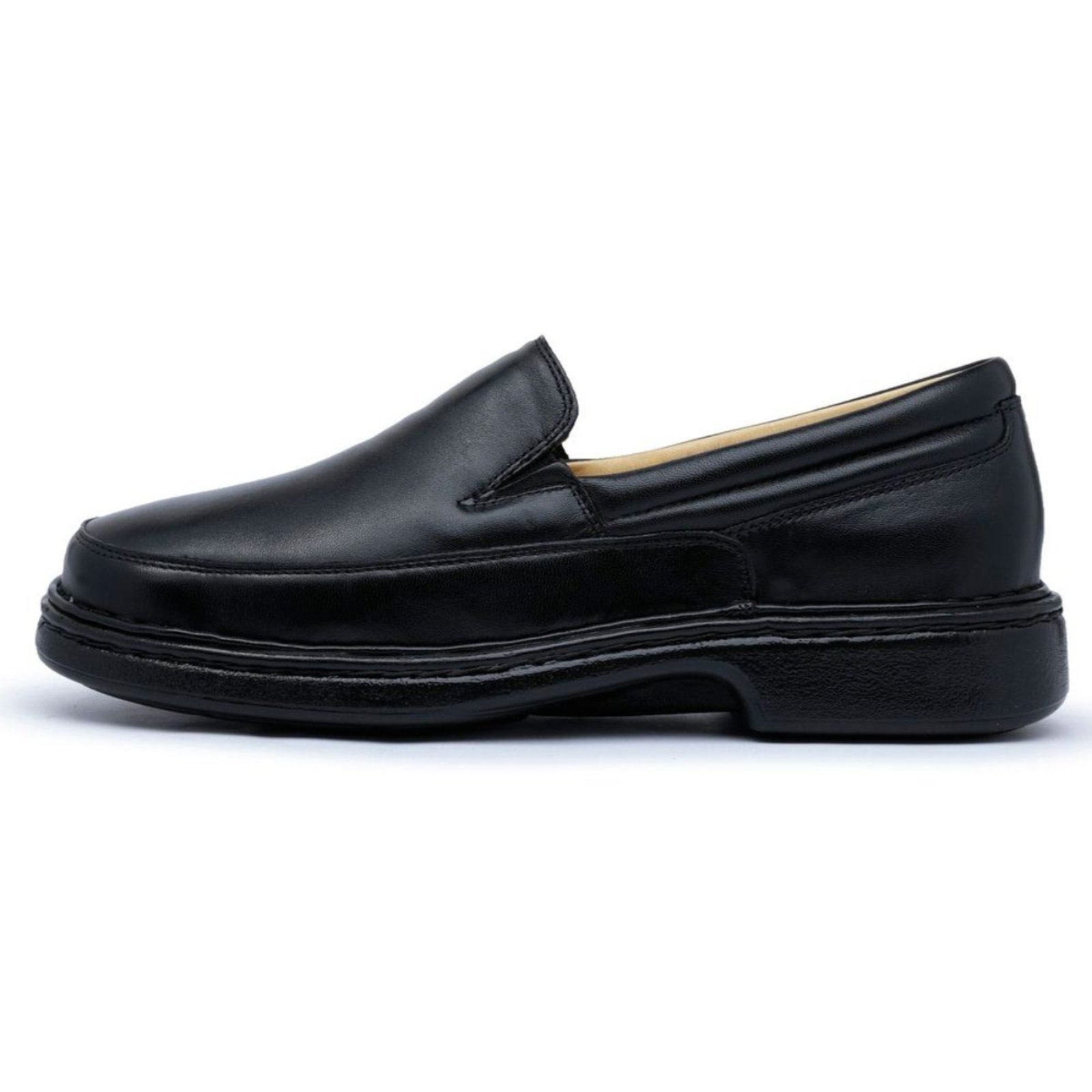 Sapato Conforto Social Centuria Antistress Couro Preto