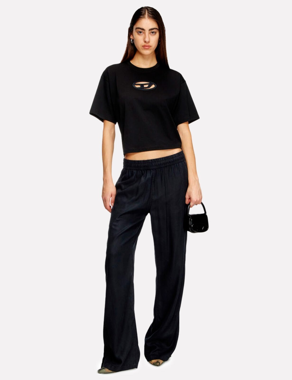 Vista 3 Camiseta Diesel Feminina T-Buxt-Crop-Od Preta preto Diesel preto