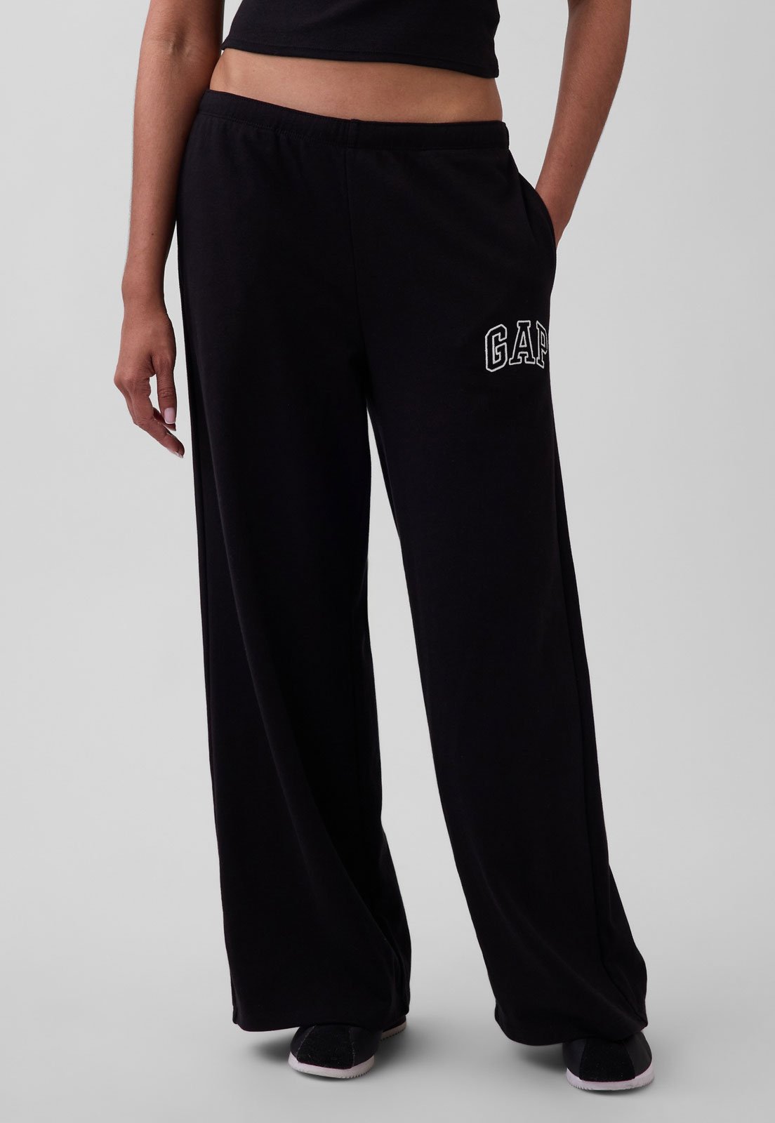 Calça Feminina GAP Moletom Heritage Baggy Preta