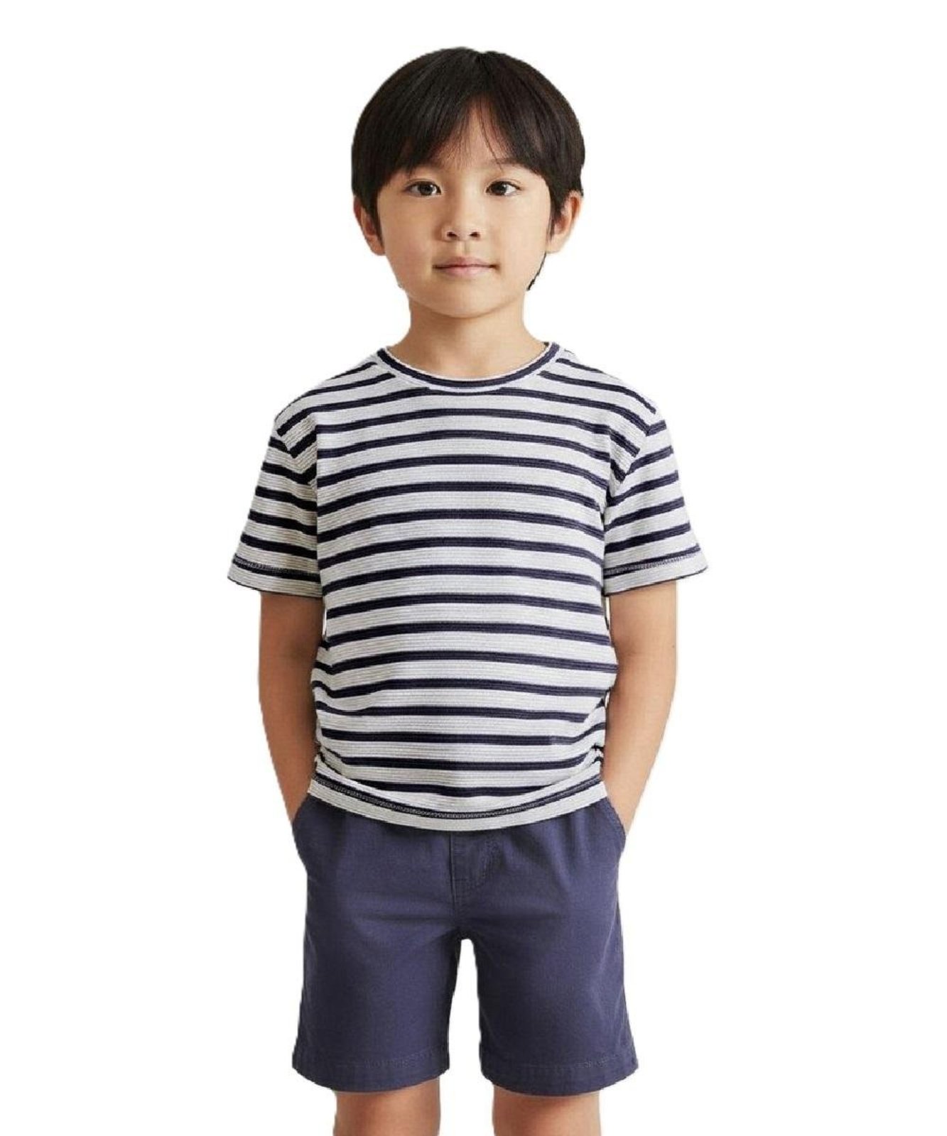 Infantil - Camiseta Malha Texture Listrado Reserva Mini