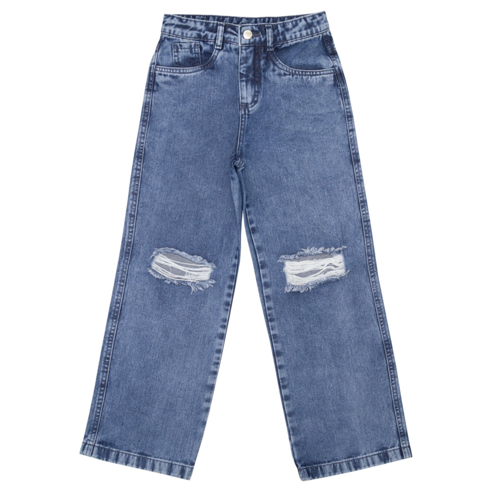 Vista 2 Infantil - Calça Juvenil Look Jeans Reta Jeans azul Look Jeans azul