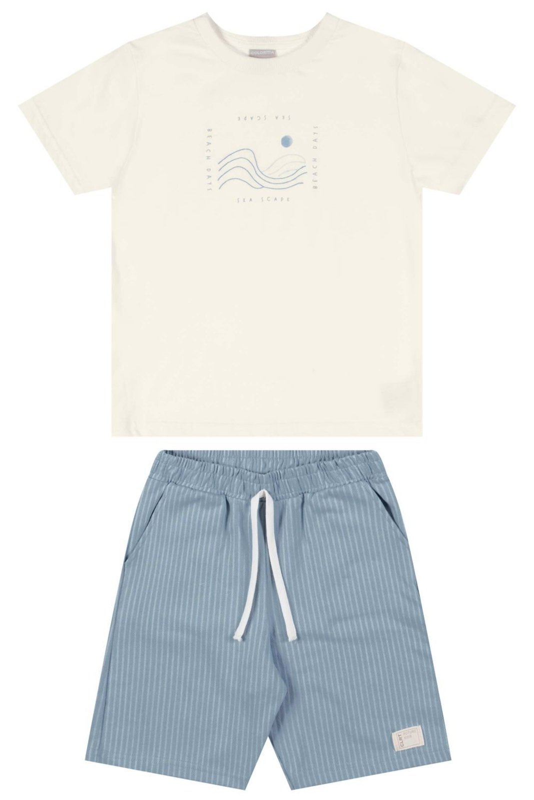 Infantil - Conjunto Menino Bordado Ondas Colorittá Bege
