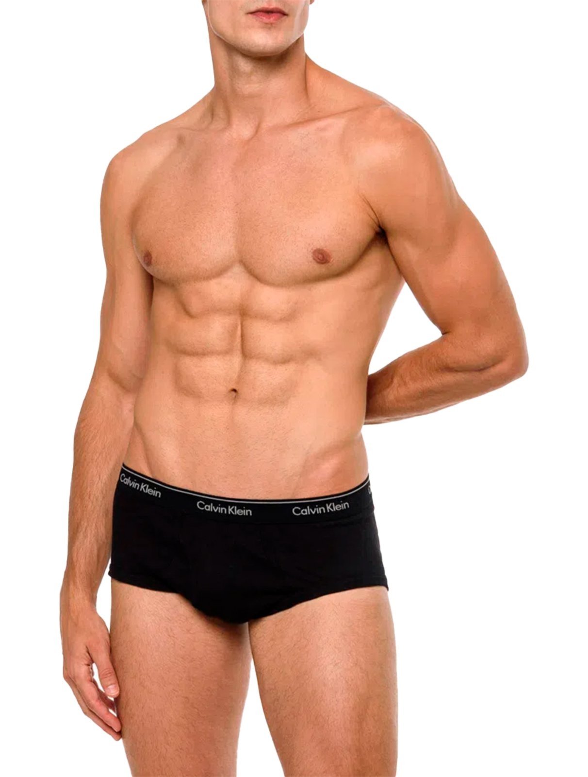 Vista 3 Cueca Calvin Klein Brief Cotton Stretch Classic All Black Pretas Pack 3UN preto black Calvin Klein preto black