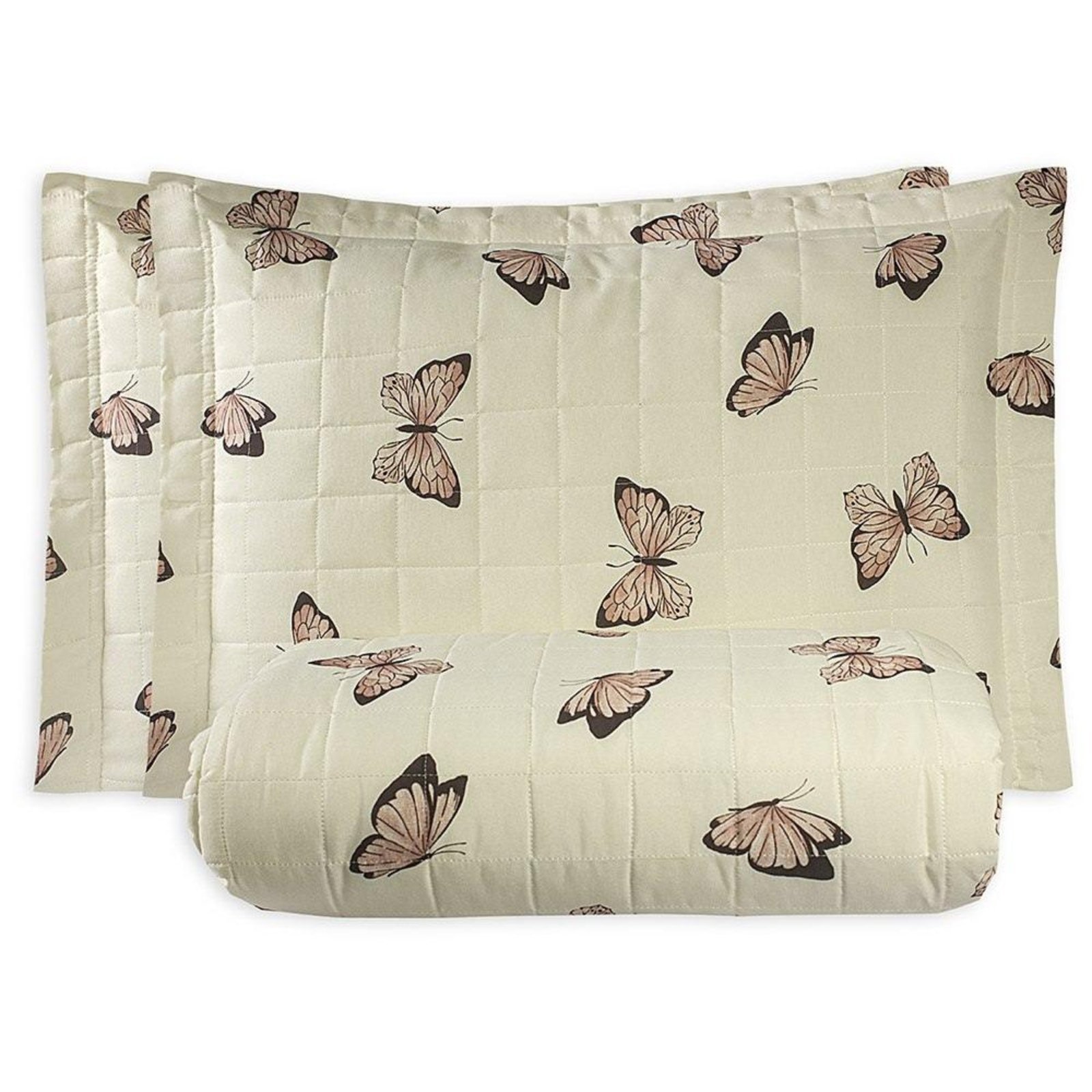 Cobre Leito King Casa Modelo Enxovais Essencialle Estampado 150 Fios 3 Peças Borboletas