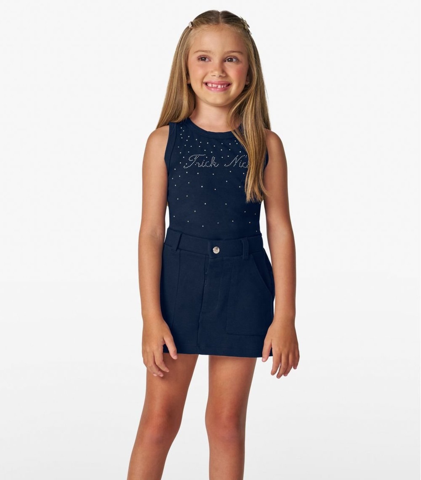 Vista 2 Infantil - Regata feminina em Cotton Leve Trick Nick azul marinho Trick Nick azul marinho