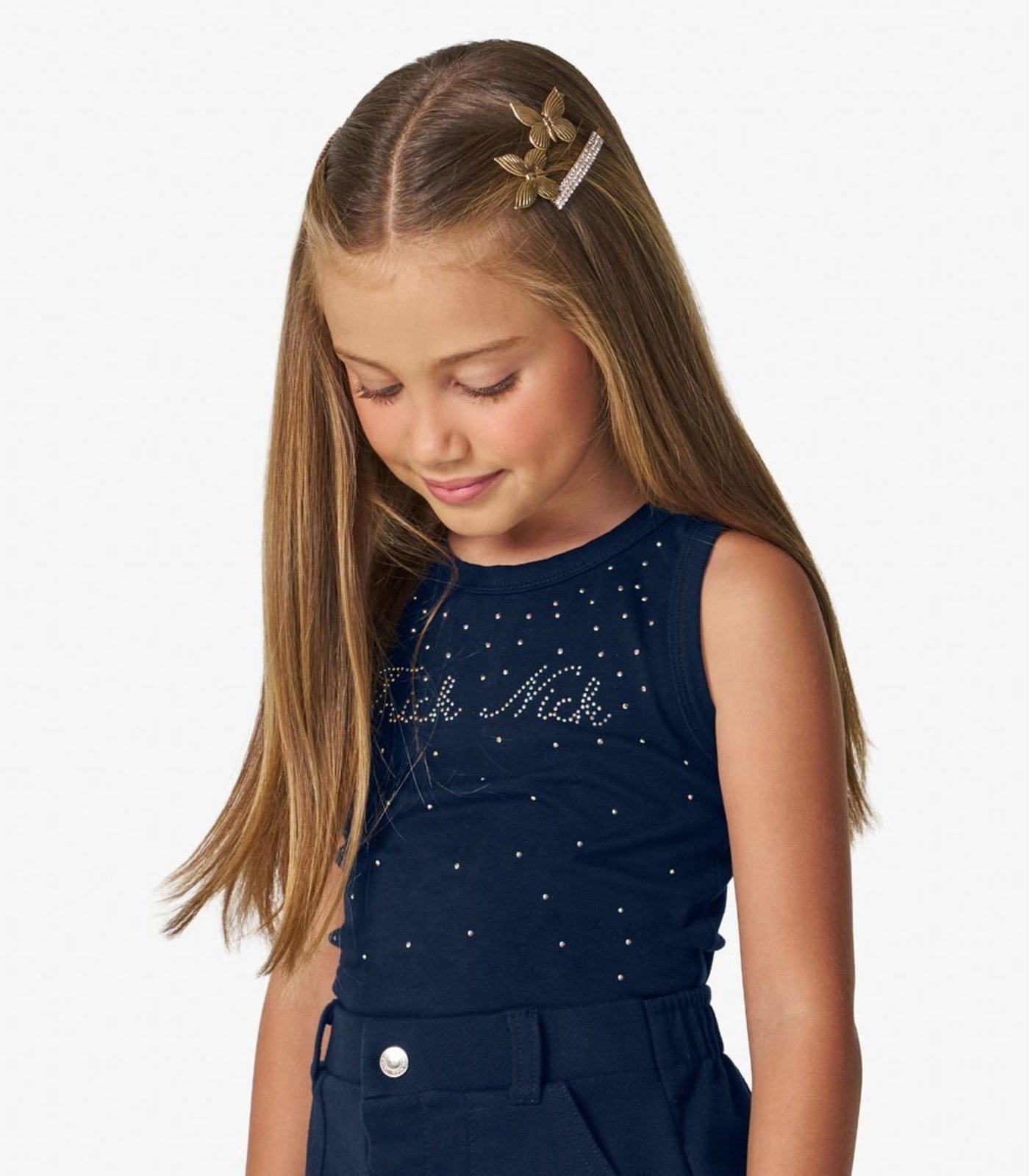 Vista 3 Infantil - Regata feminina em Cotton Leve Trick Nick azul marinho Trick Nick azul marinho
