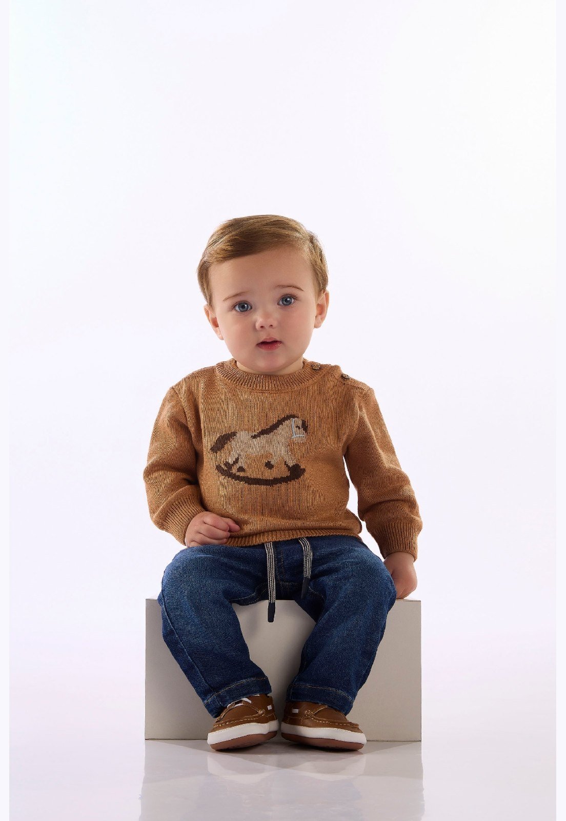 Infantil - Tricot Com Estampa Cavalinho Up Baby Bege