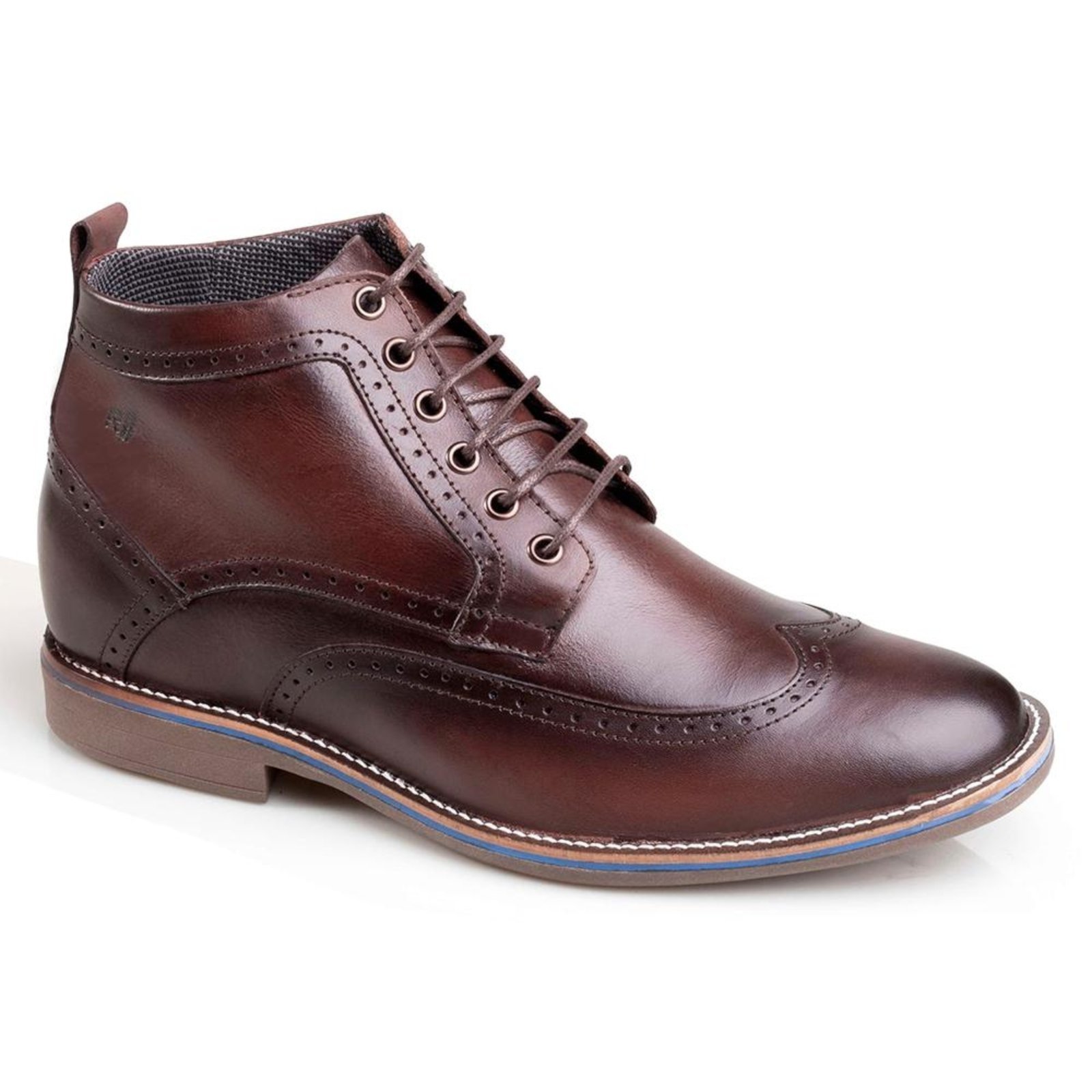 Bota Rafarillo Coturno Masculina Couro Aumenta Altura Marrom
