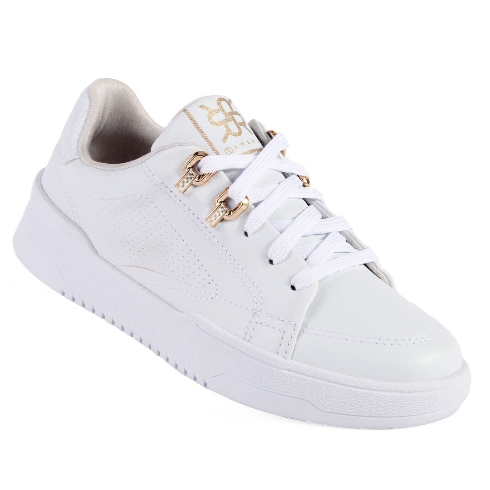 Tênis Feminino Ramarim Casual Branco com Detalhes Dourados