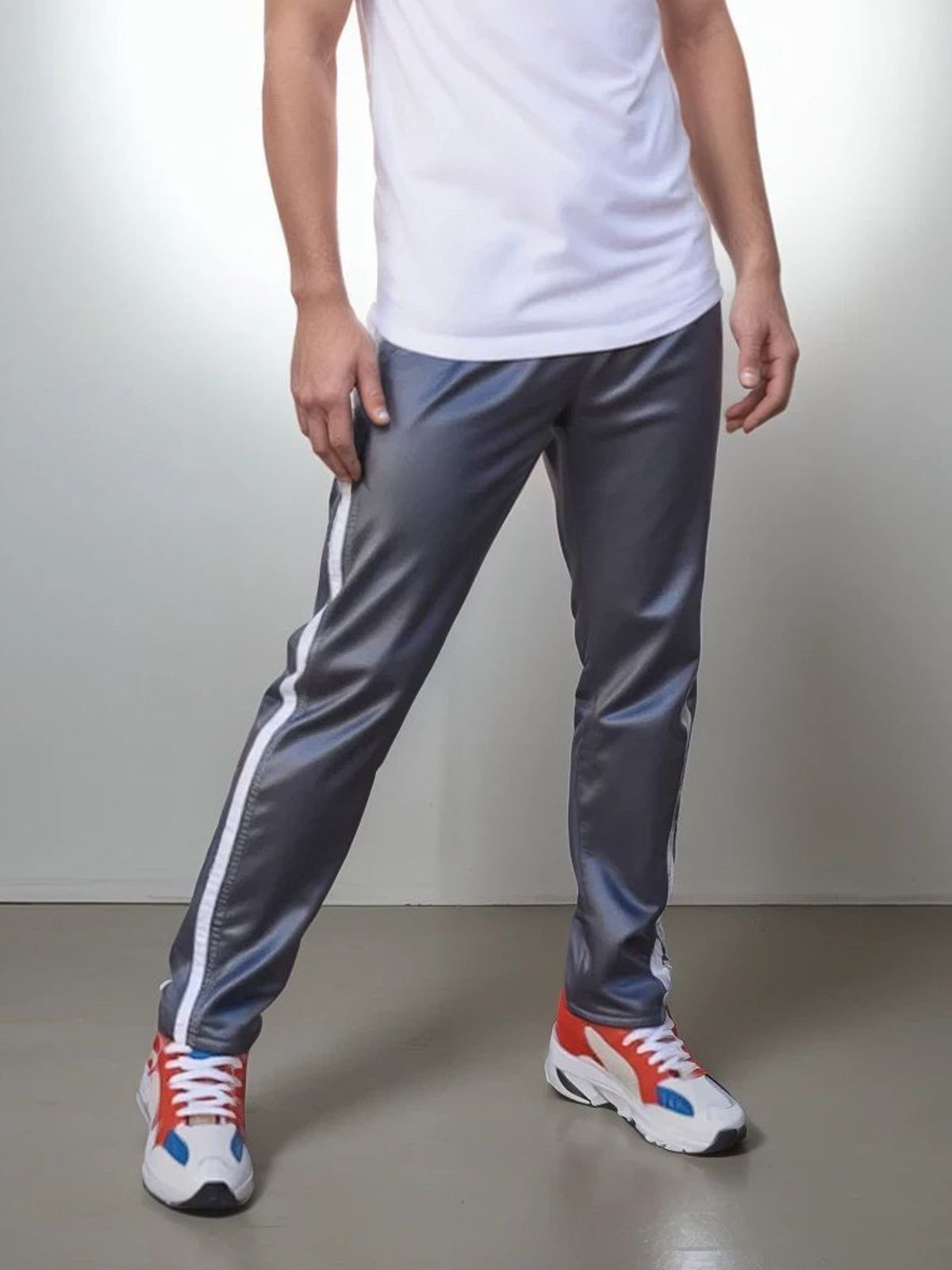 Calça Masculina Frent’s Tecido Helanca Com Listra Lateral Bolso Traseiro