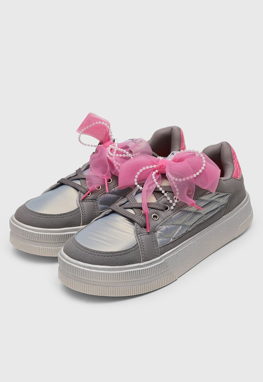 Infantil - Tênis Pampili XT25 Laço Pérolas Grafite