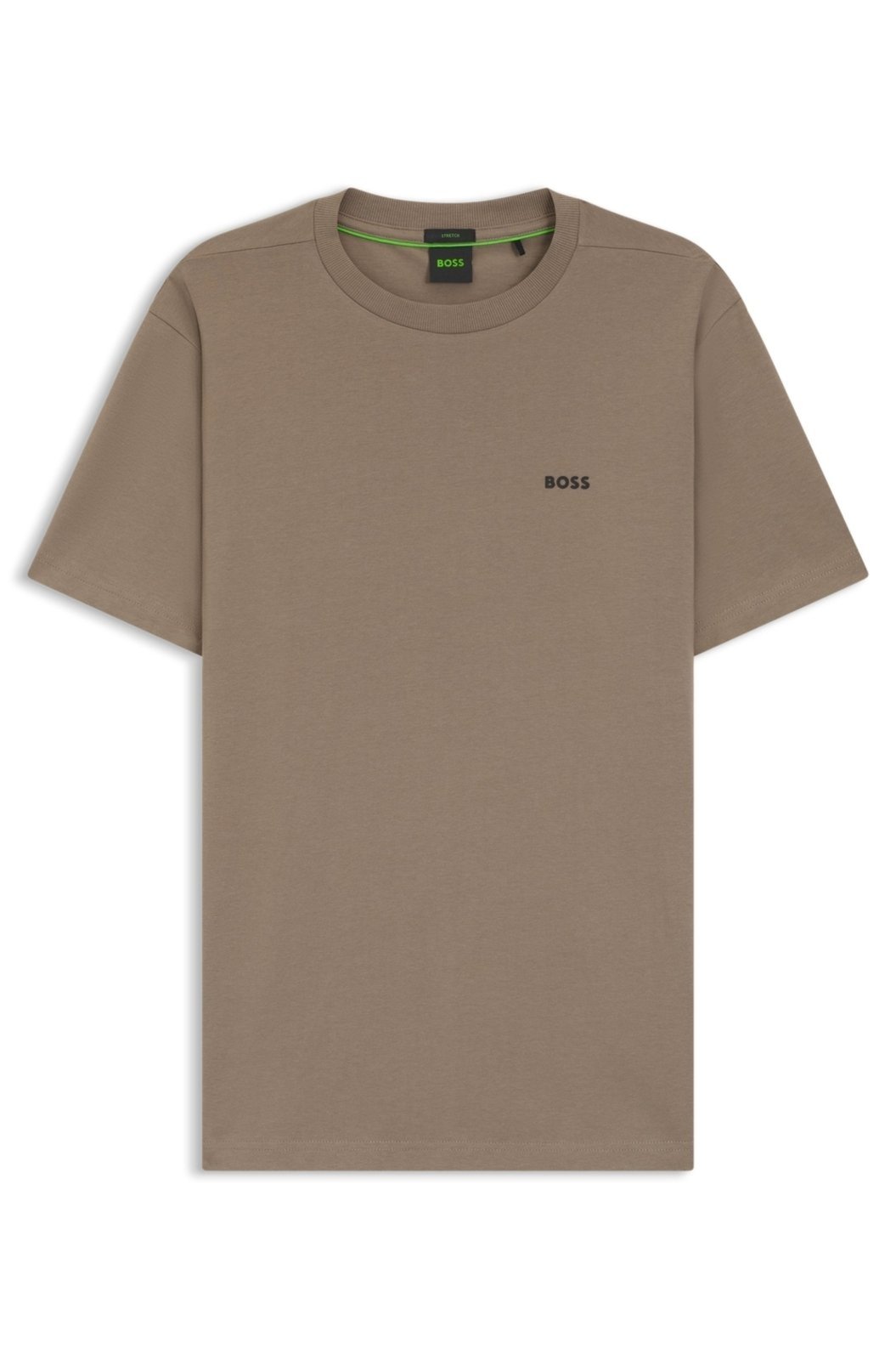 Camiseta Em Algodão Elástico Com Logo Contrastante