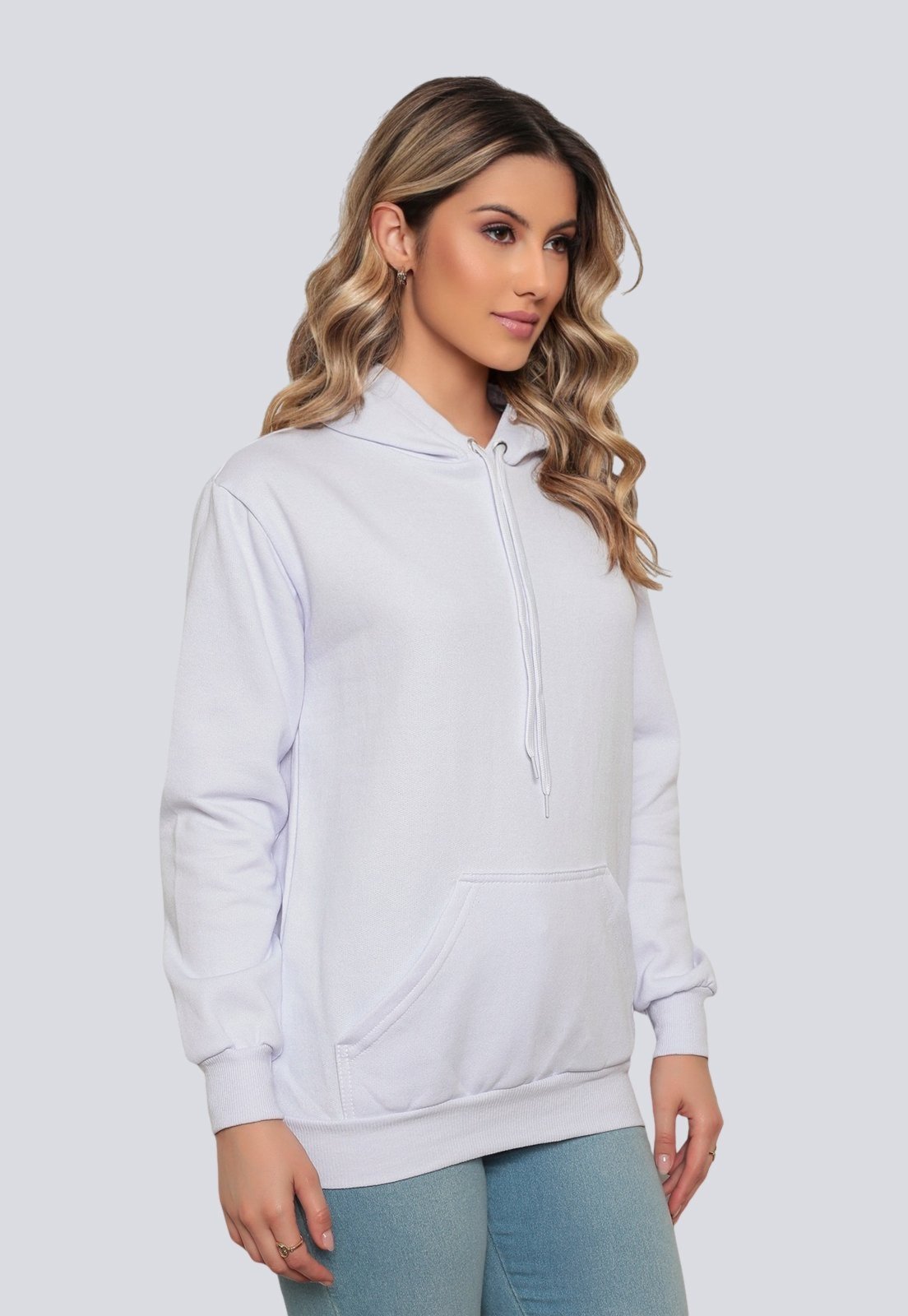 Vista 3 Moletom Liso Feminino Flanelado Blusa de Frio Canguru Lucas Lunny marrom Lucas Lunny marrom